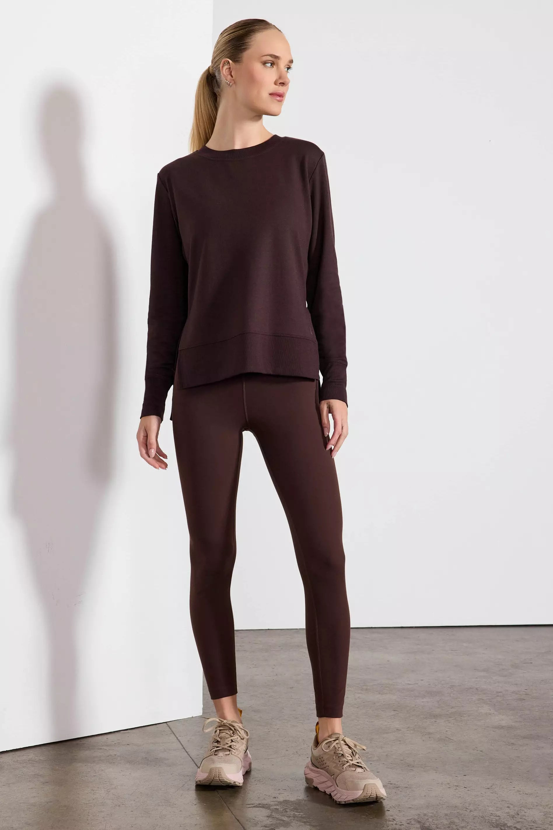 Cozy Fleece Side Slit Pullover - Chocolate Brown