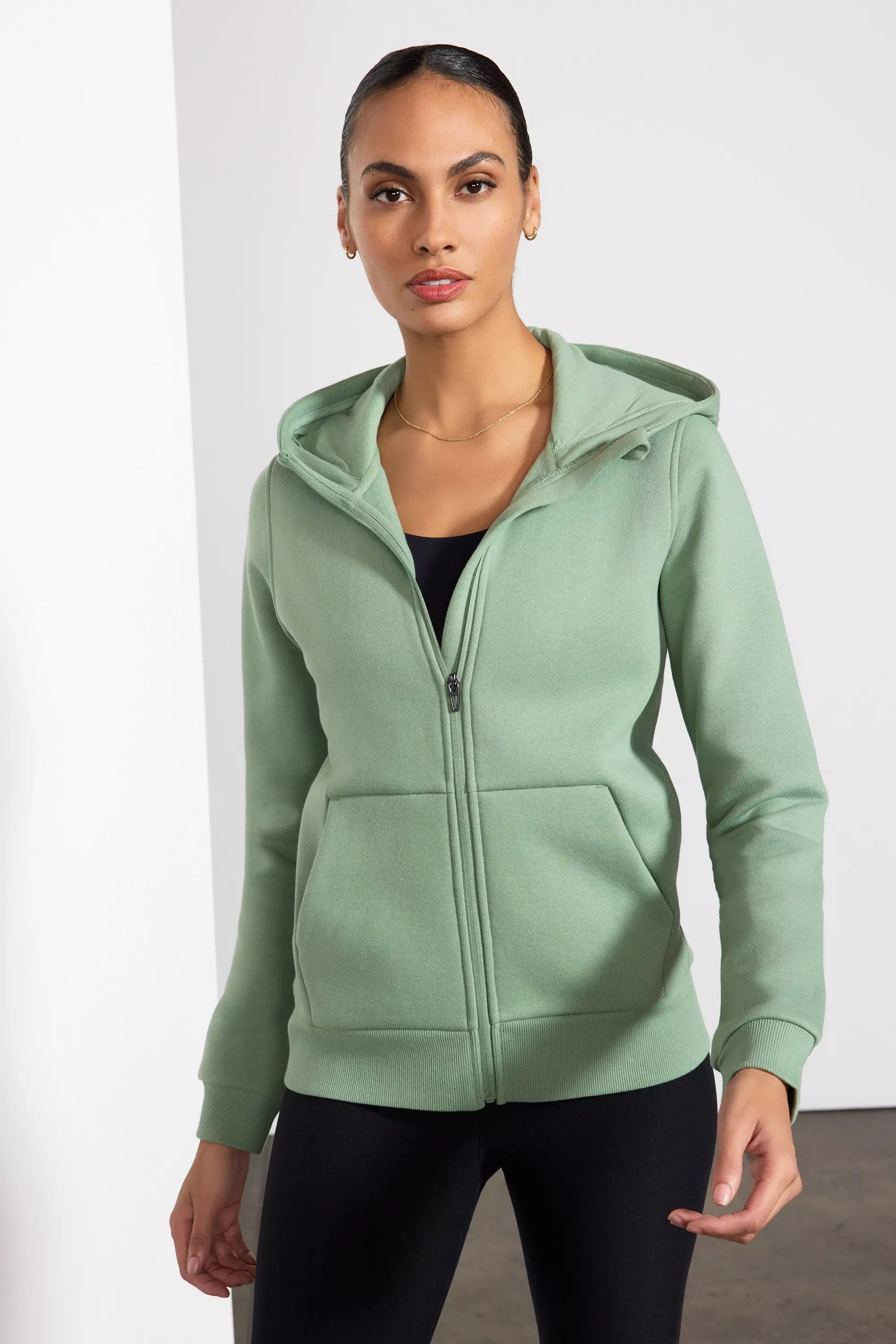 Comfort Fleece Zip-Up Hoodie - Hedge Green