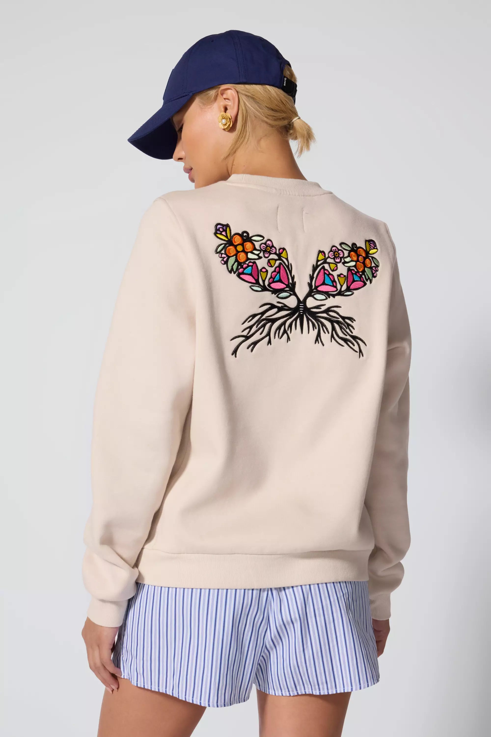 Comfort Fleece Embroidered Sweatshirt - Stone