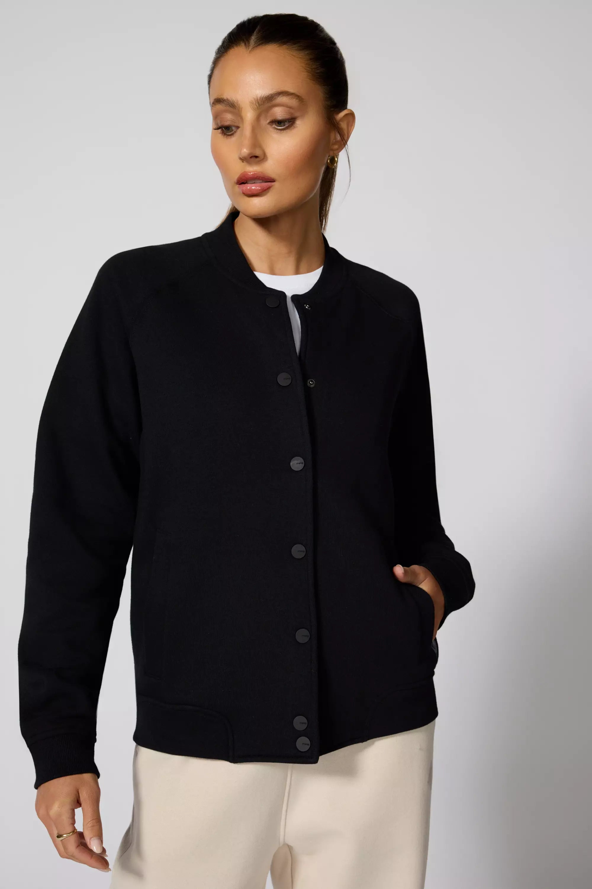 Comfort Fleece Bomber Jacket - Black