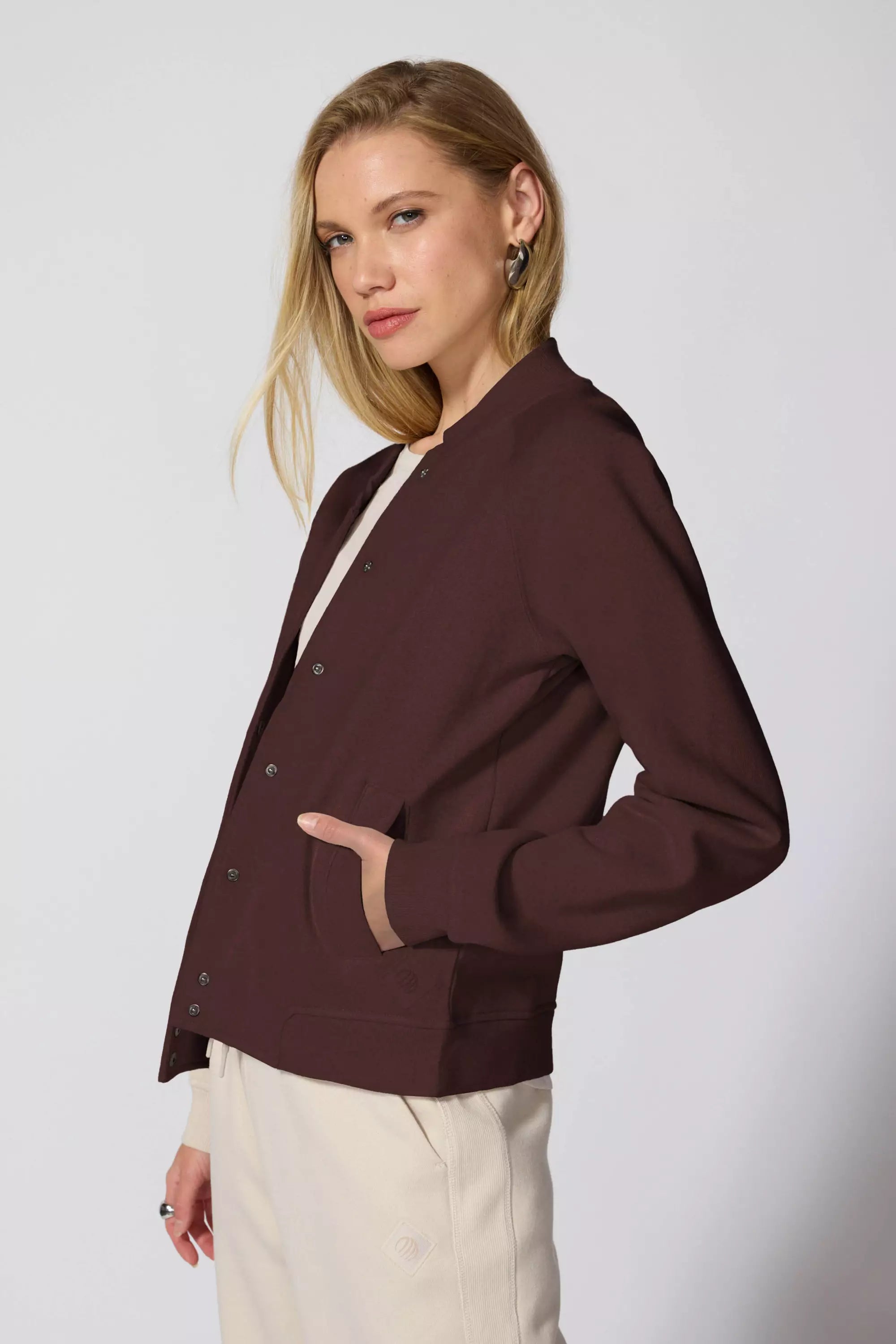 Comfort Fleece Bomber - Chocolate Brown