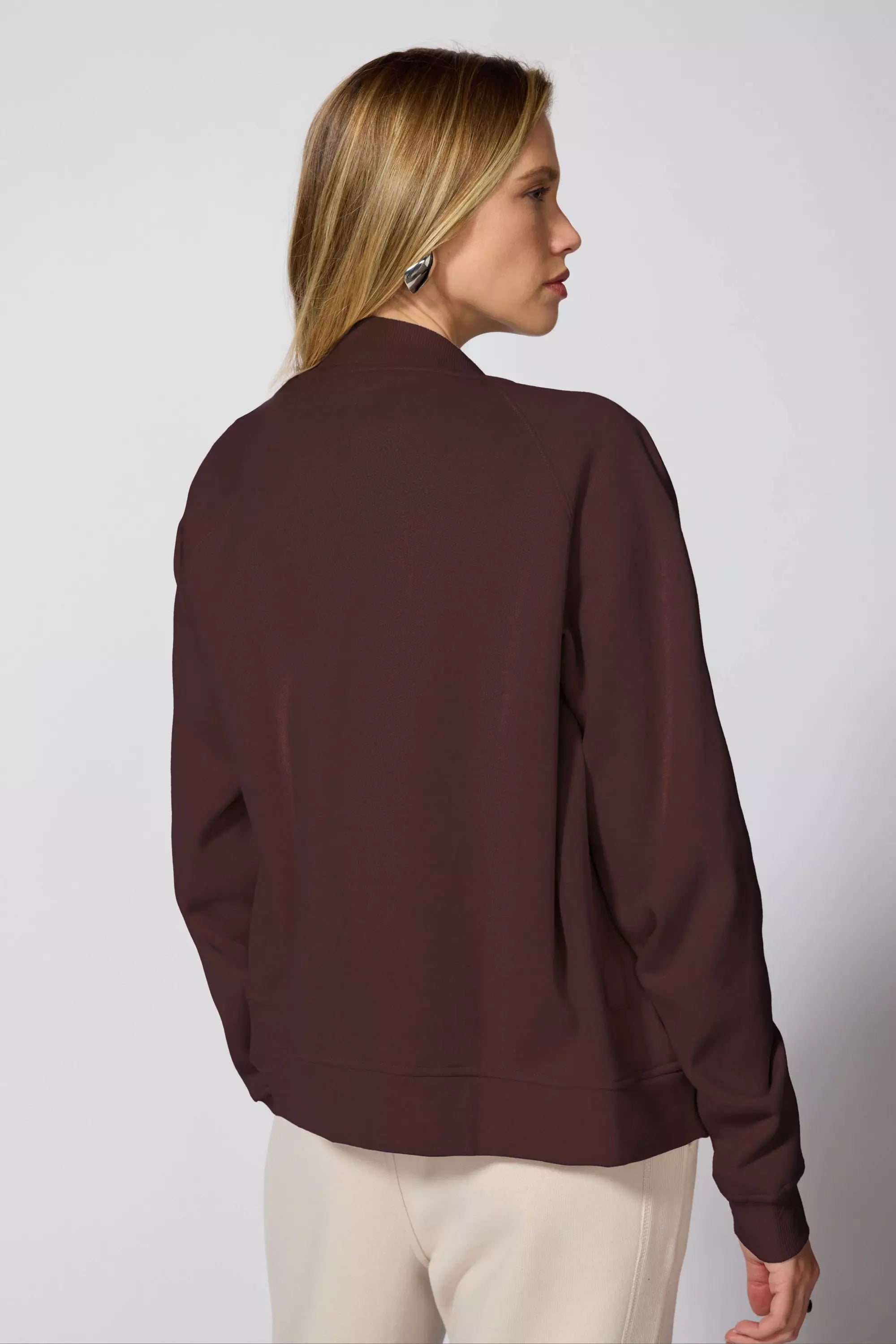 Comfort Fleece Bomber - Chocolate Brown