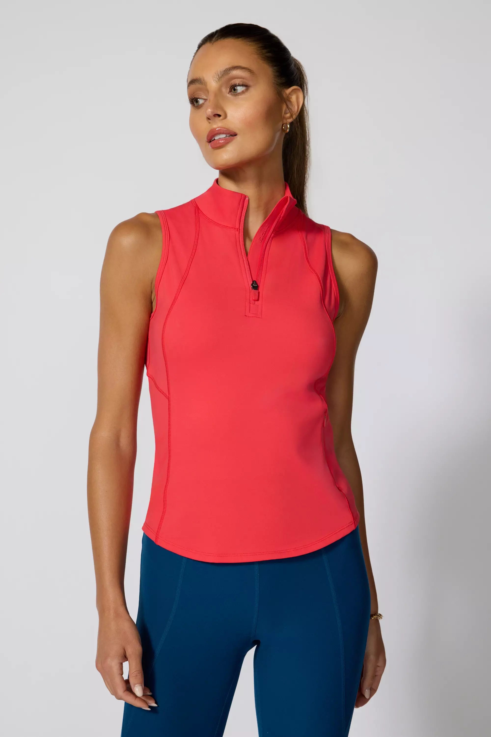 Vital 1/4 Zip Tank - Hibiscus