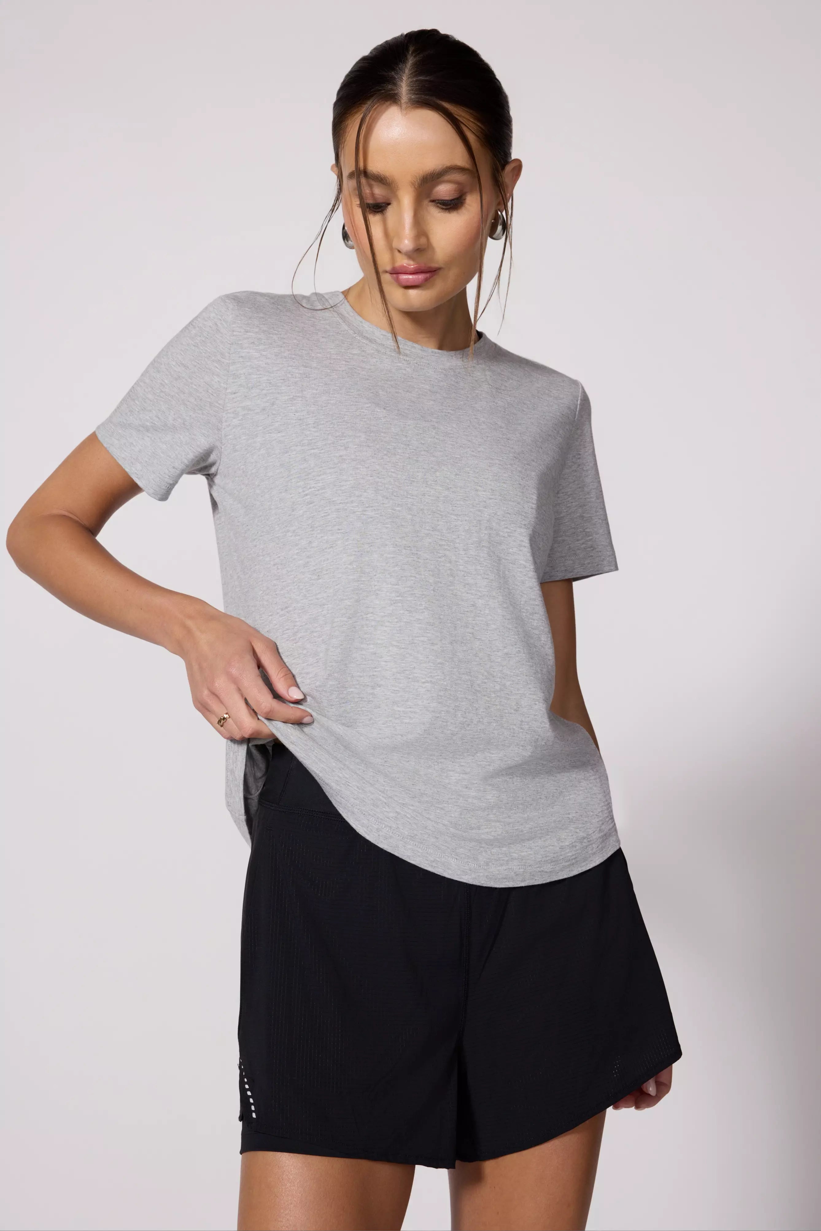 Pima Cotton Classic Fit Tee - Htr Concrete