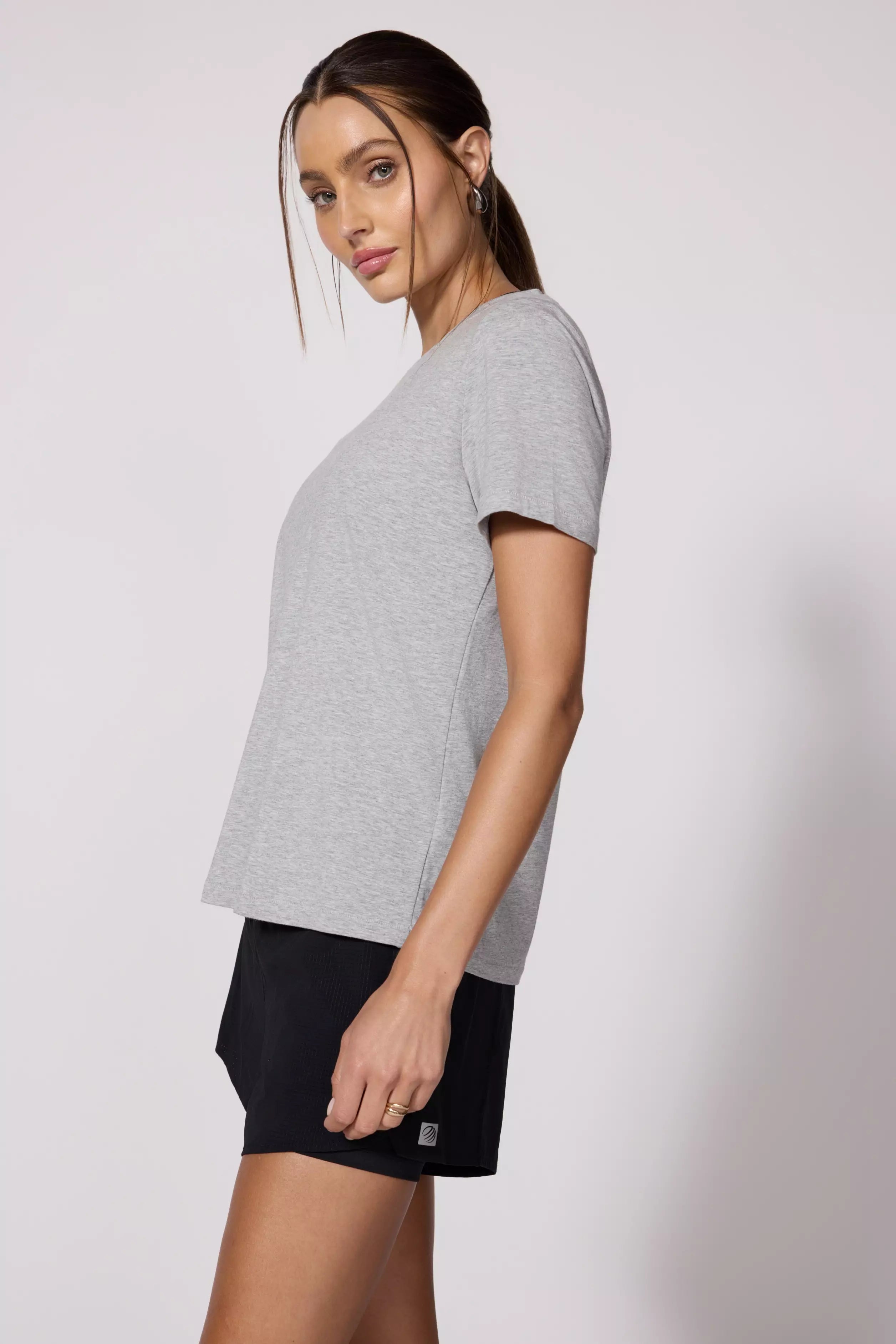 Pima Cotton Classic Fit Tee - Htr Concrete