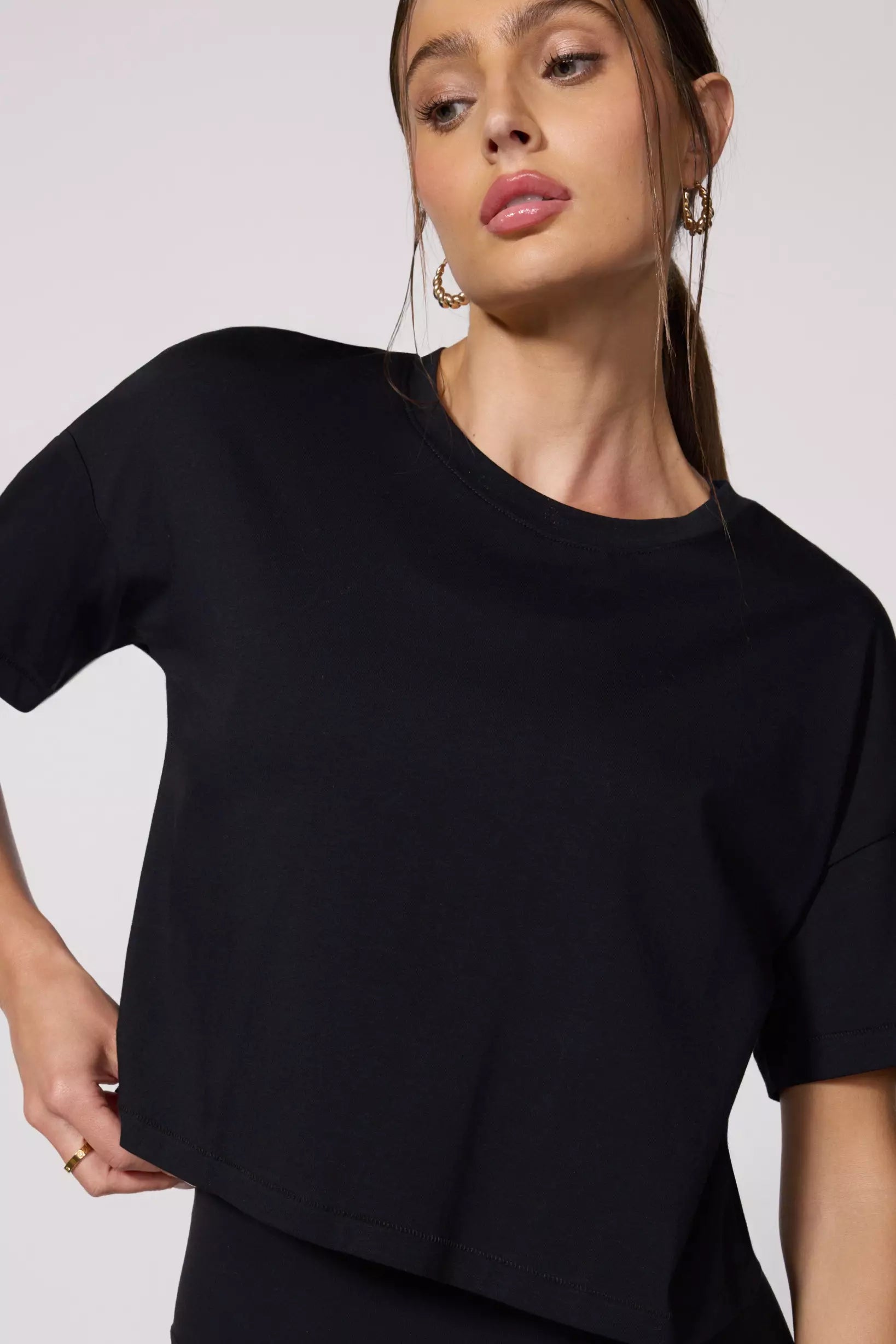 Pima Cotton Boyfriend Tee - noir