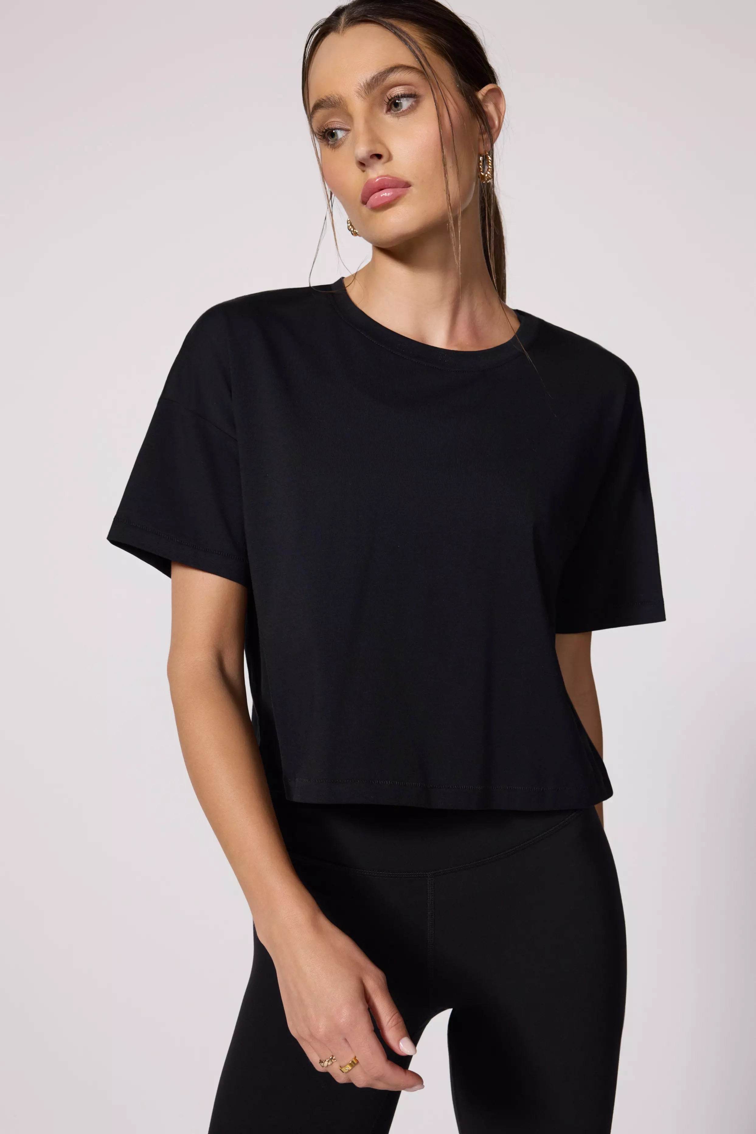 Pima Cotton Boyfriend Tee - Black