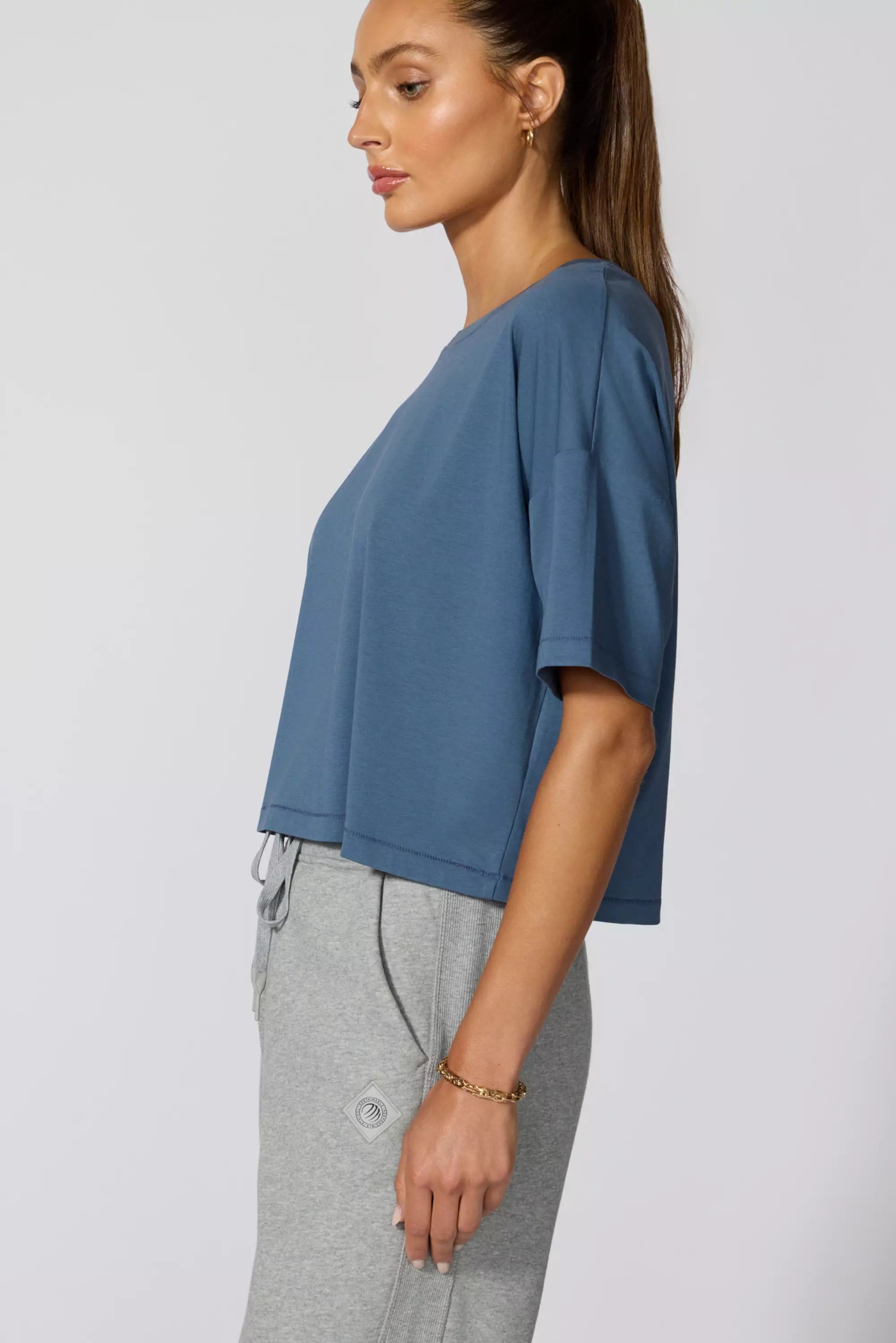 Pima Cotton Boyfriend Tee - Petrol Blue