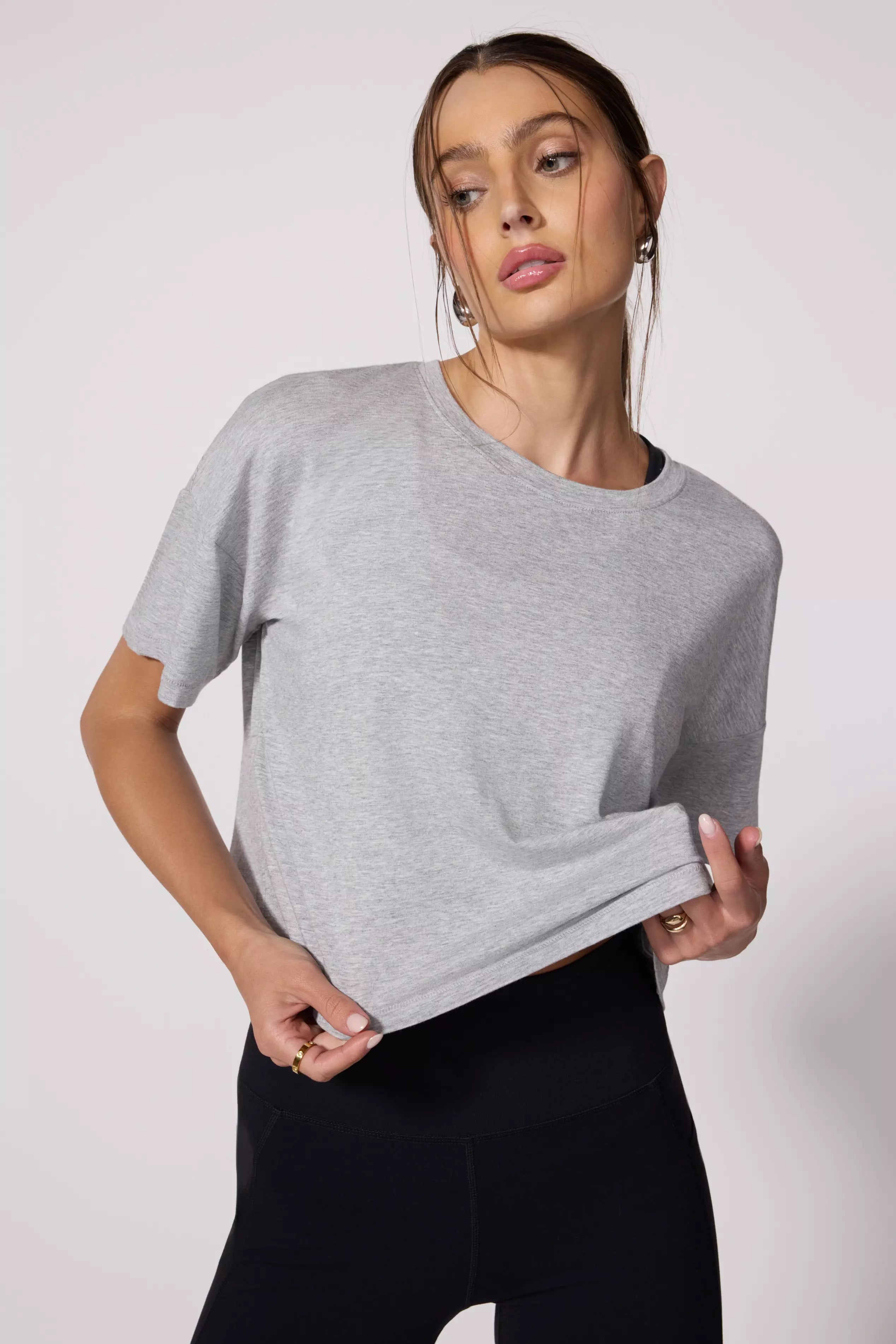 Pima Cotton Boyfriend Tee - HTR béton