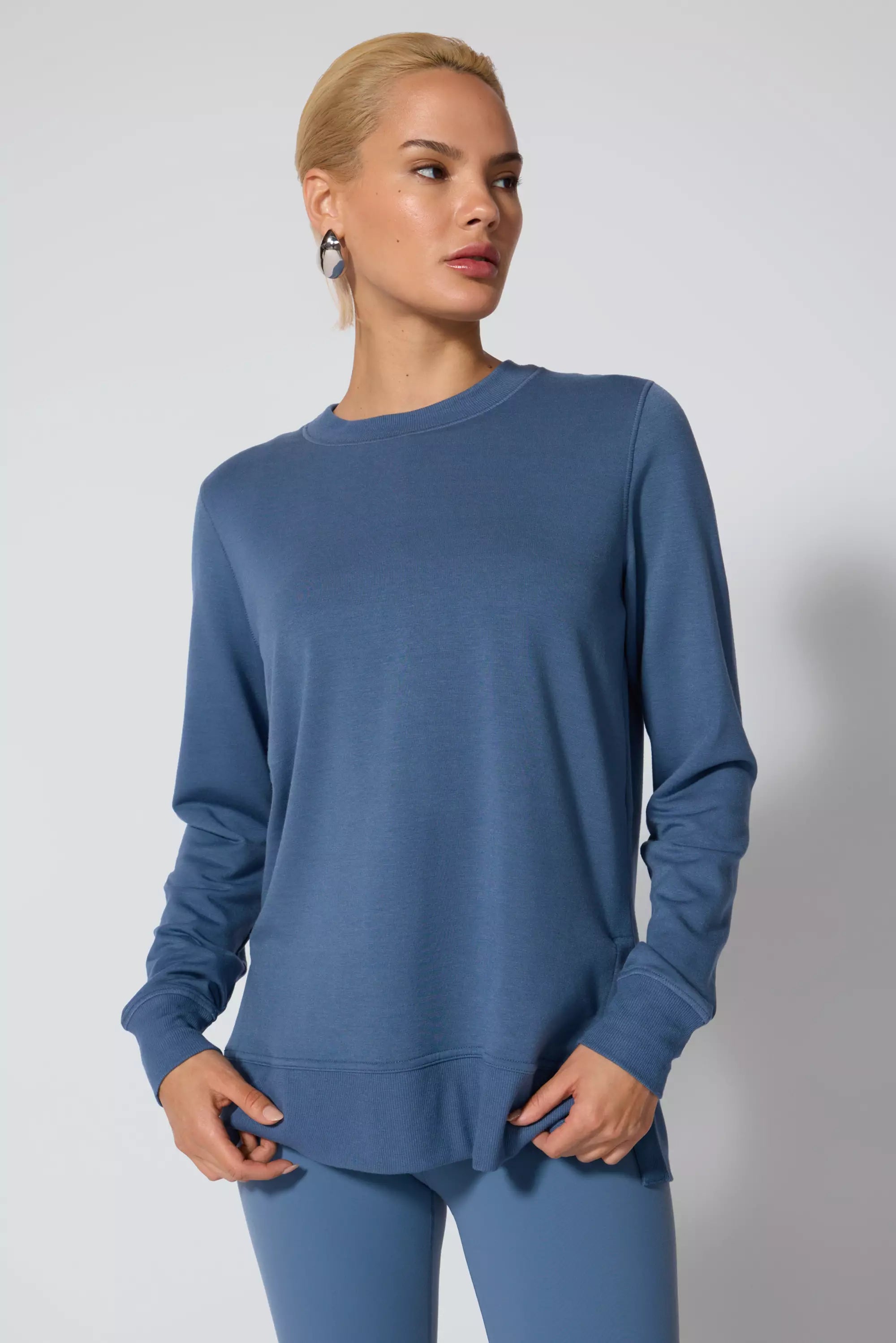 Cozy Fleece Relaxed Pullover - Petrol Blue