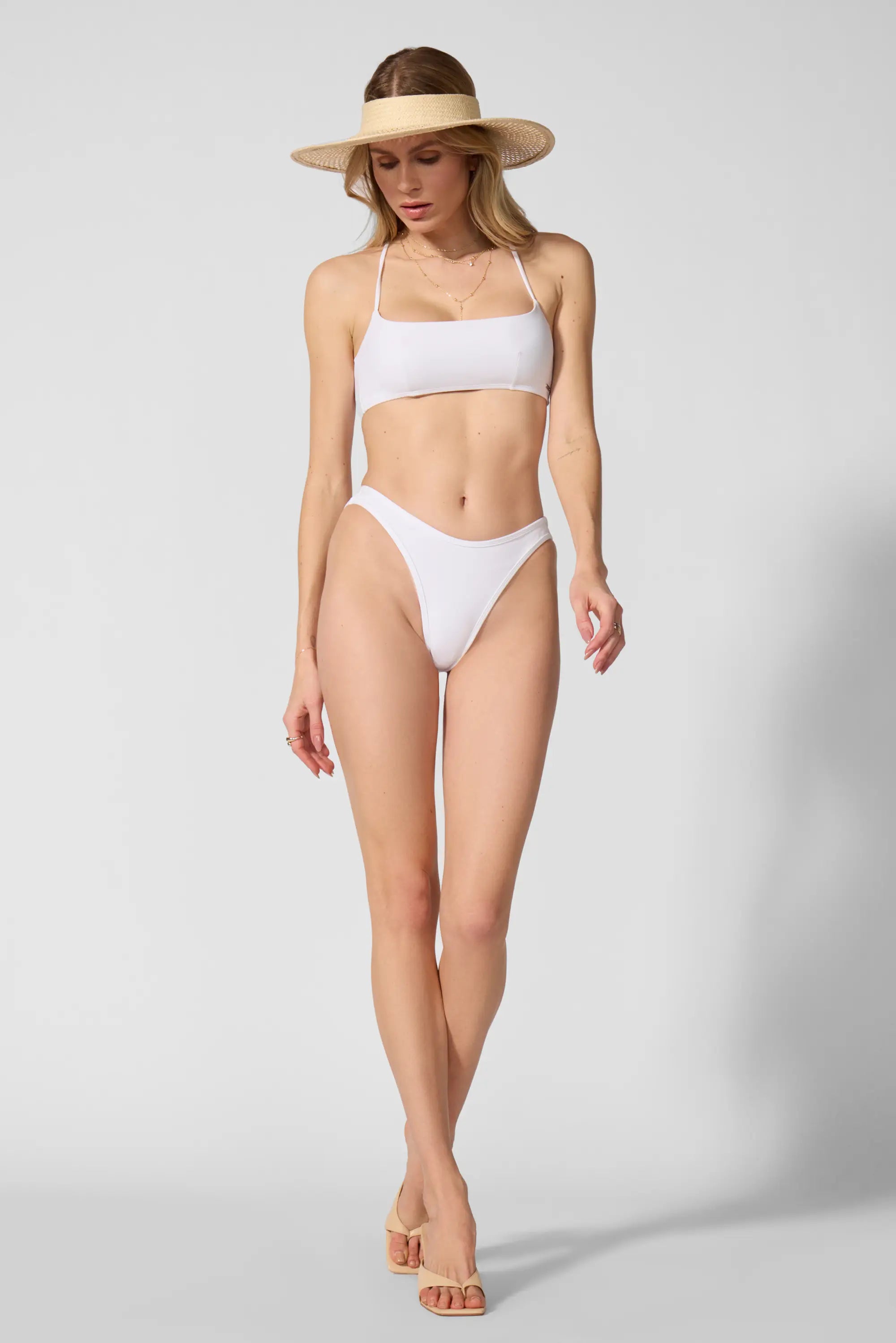 Cross Back Bikini Swim Bra - Blanco brillante