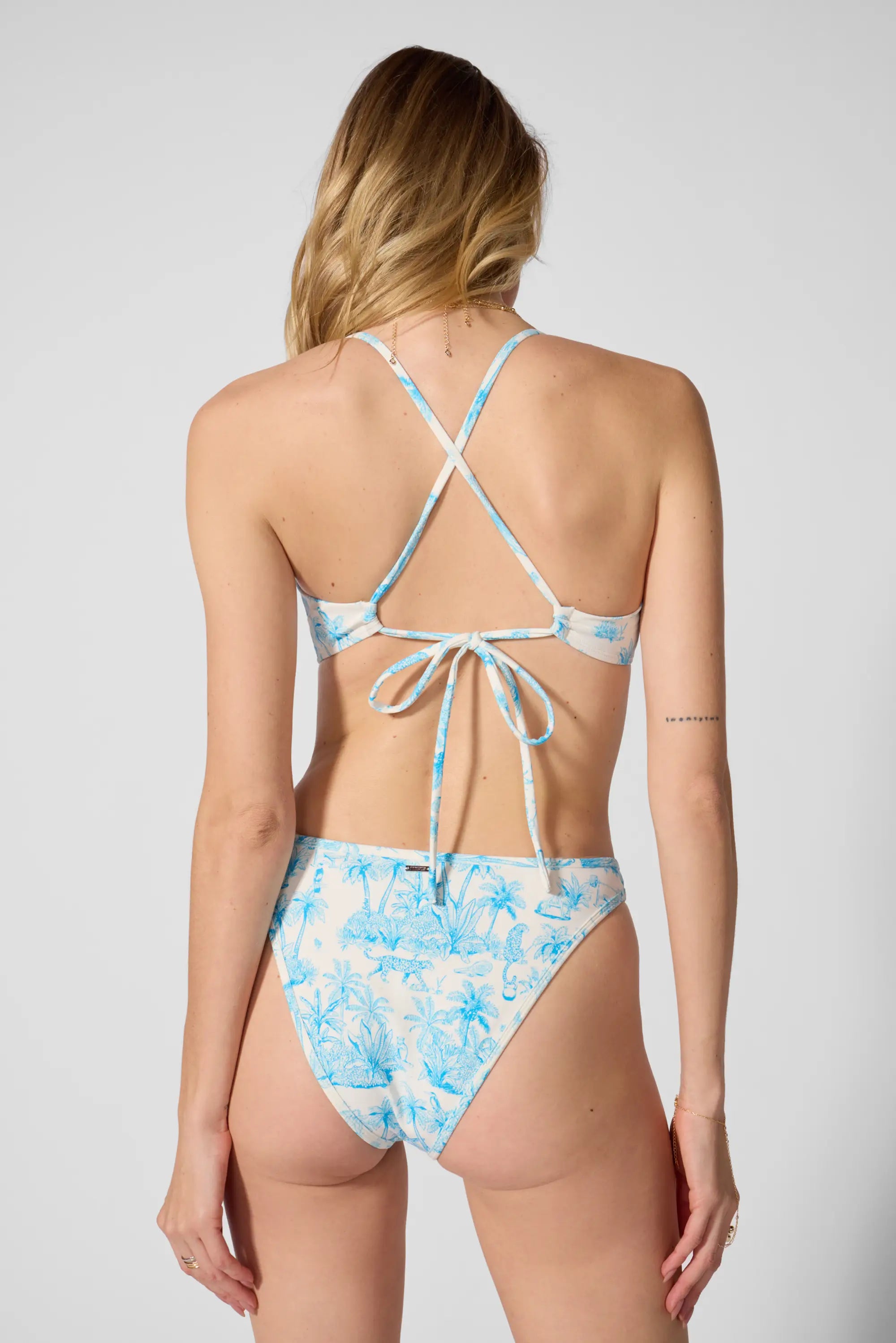 Cross Back Bikini Swim Bra - Tahiti Toile