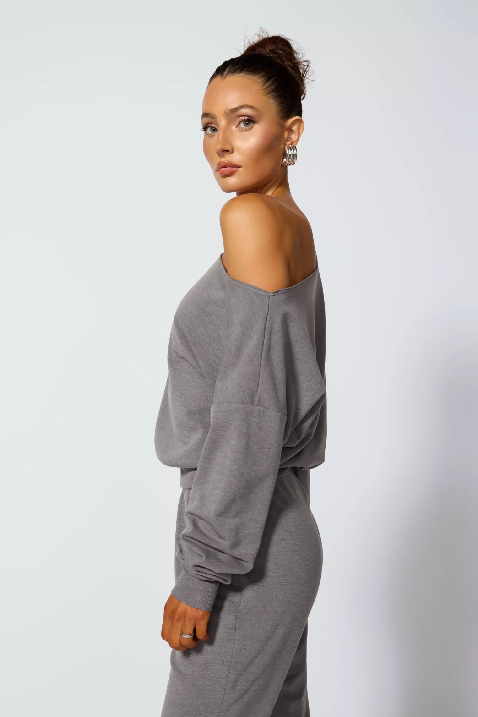 Cozy Fleece Flashdance Sweatshirt - Htr Steel Grey