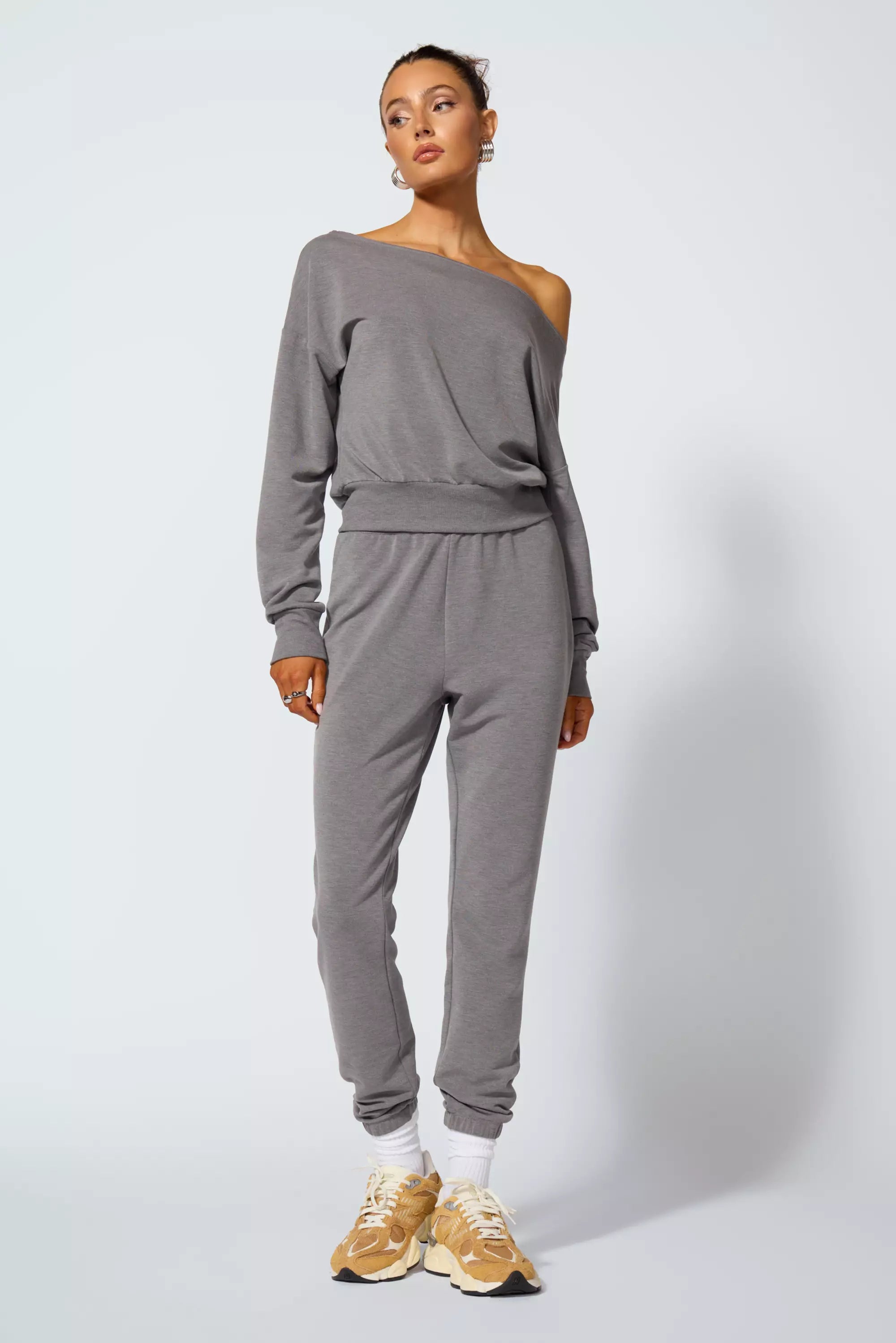 Cozy Fleece Flashdance Sweatshirt - Htr Steel Grey