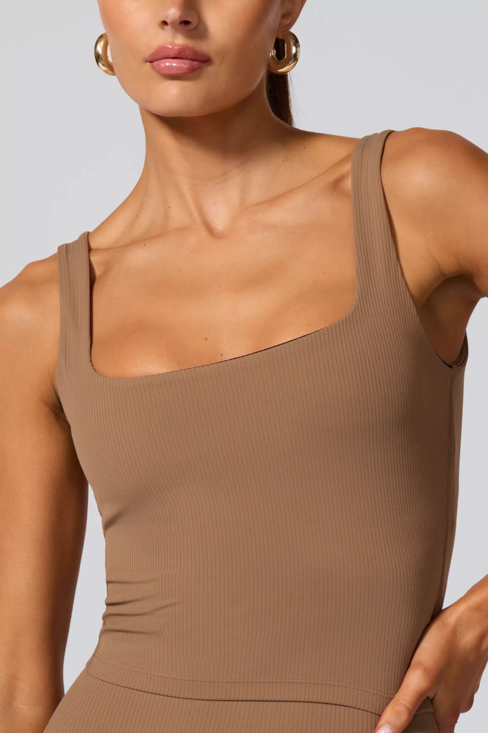 Ribbed Crop Tank - Caribou