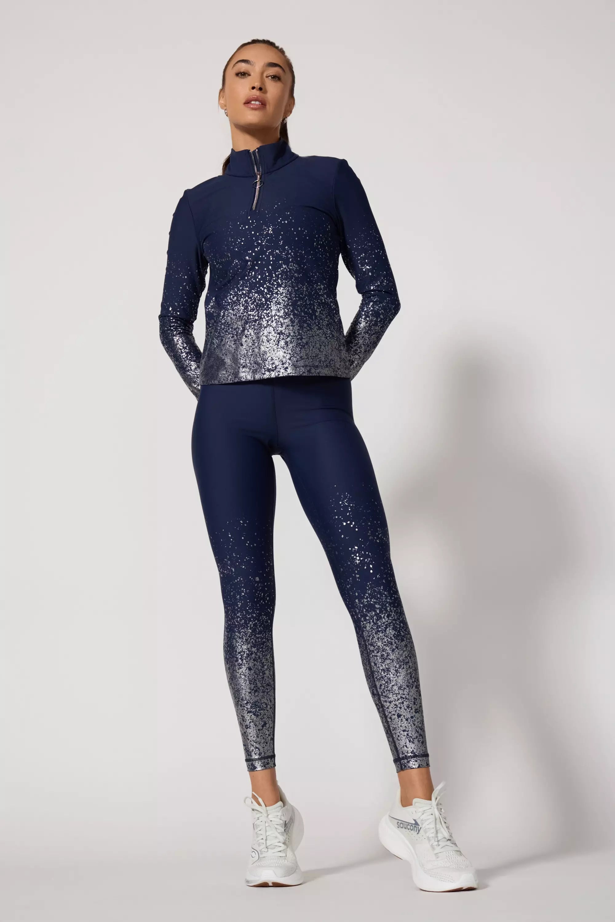 Foil Print Quarter Zip - Deep Navy