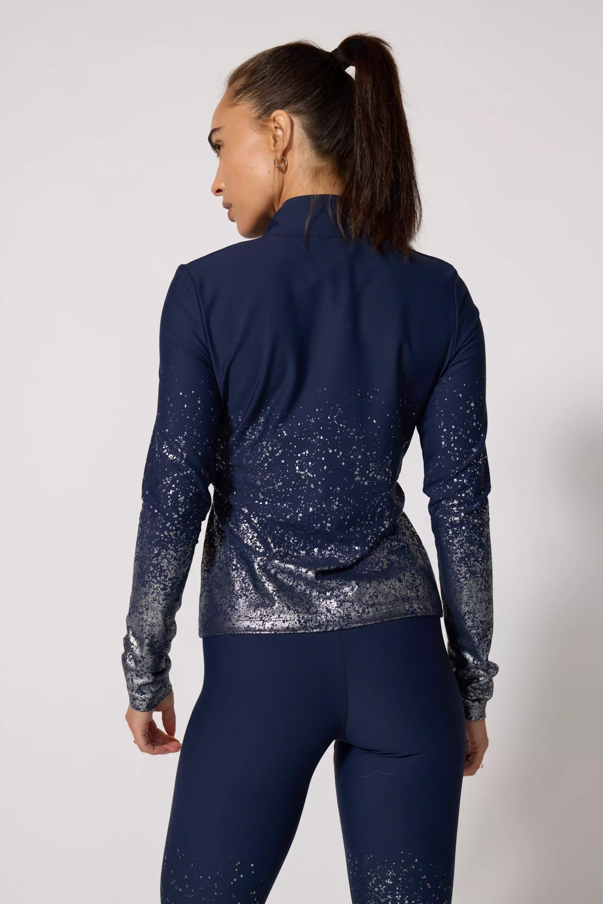 Foil Print Quarter Zip - Deep Navy