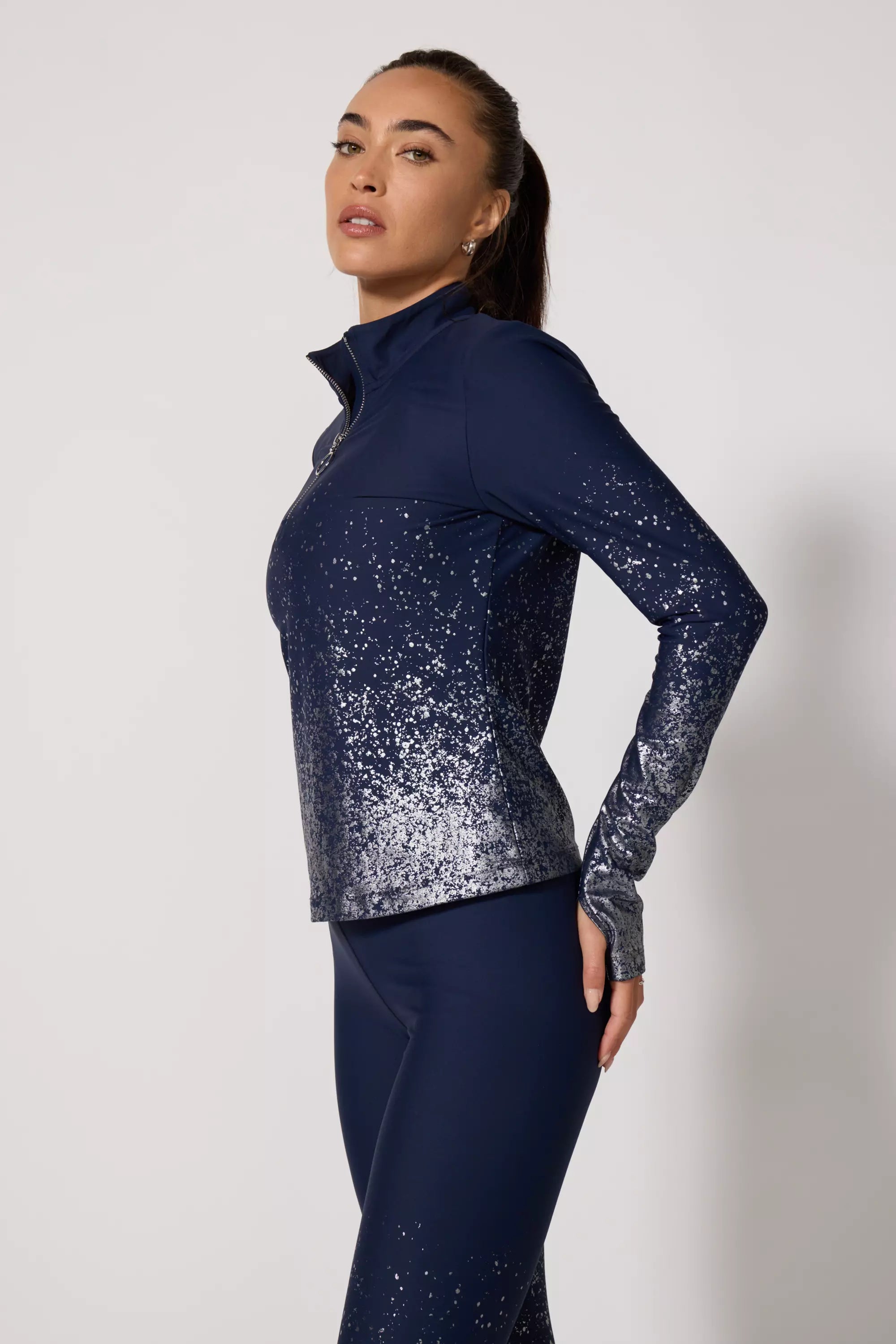 Foil Imprimer Quarter Zip - Deep Navy