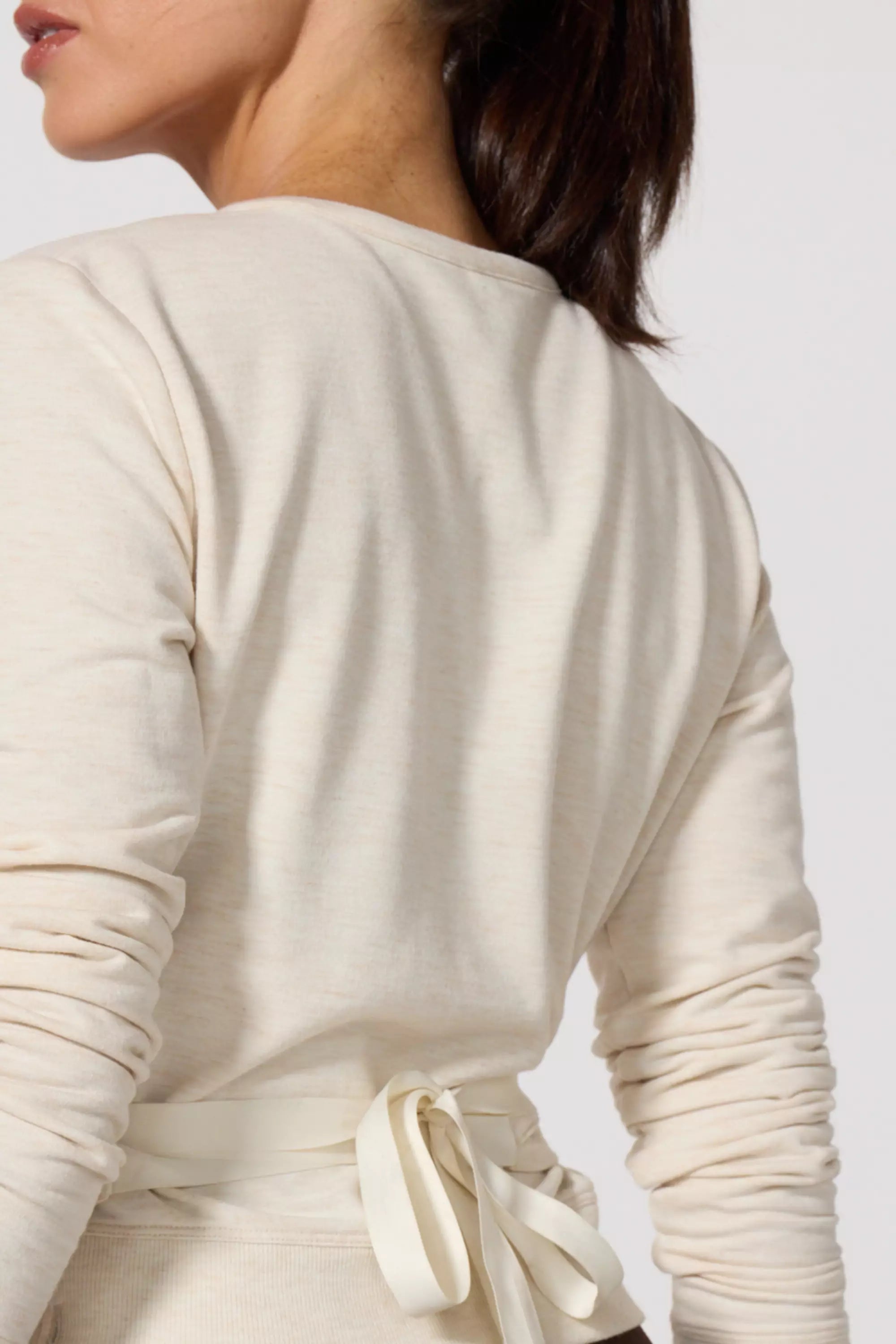 Cozy Fleece Ballet Wrap Sweatshirt - Htr Birch