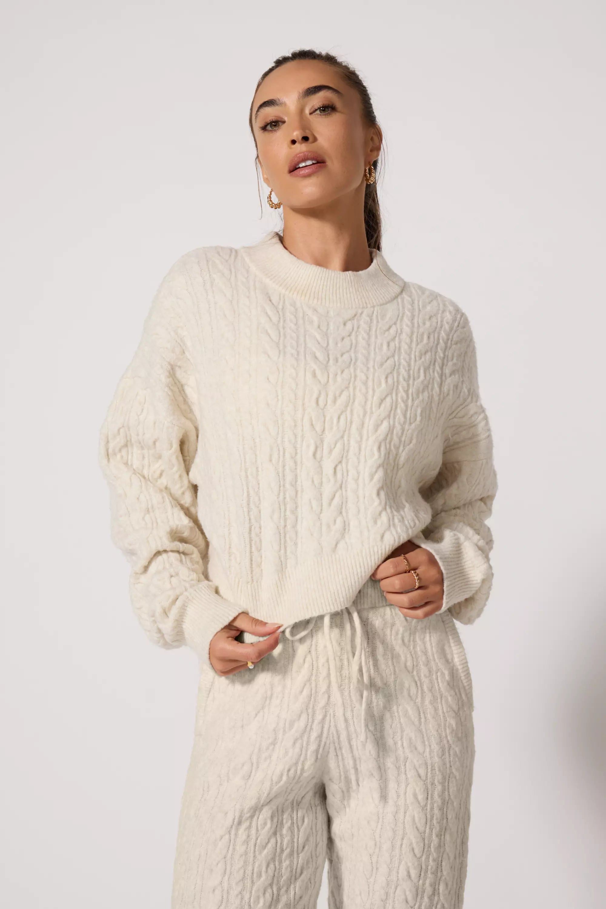 Pull couché en tricot en tricot - HTR Birch