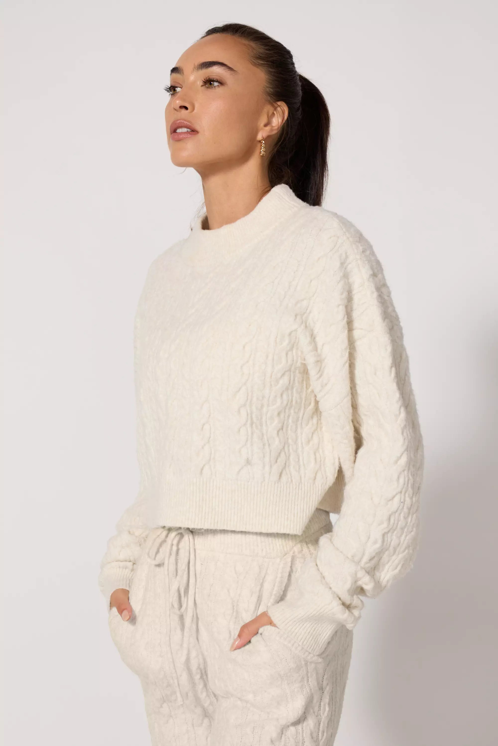 Pull couché en tricot en tricot - HTR Birch