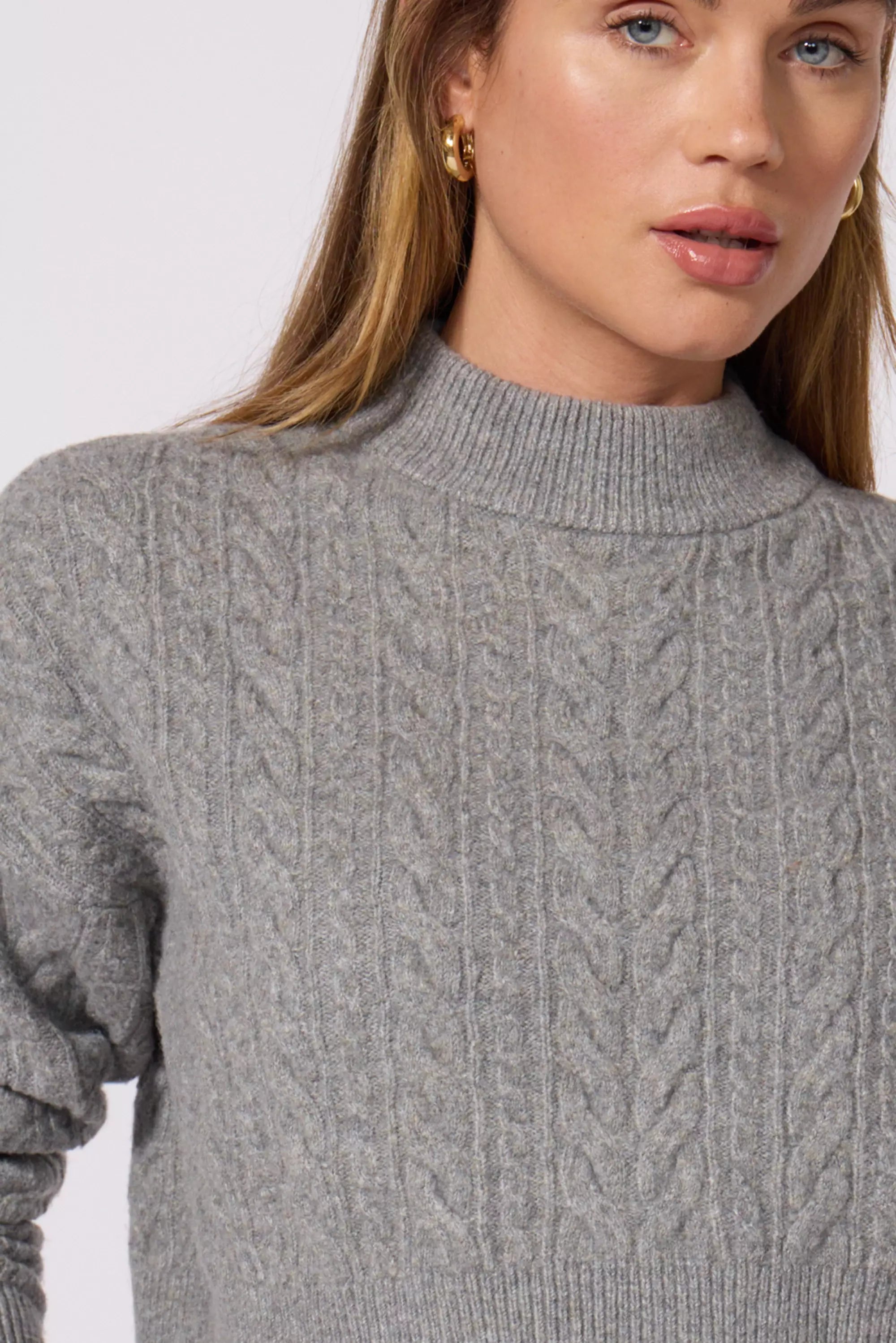 Pull couché en tricot en tricot - Gris en acier HTR