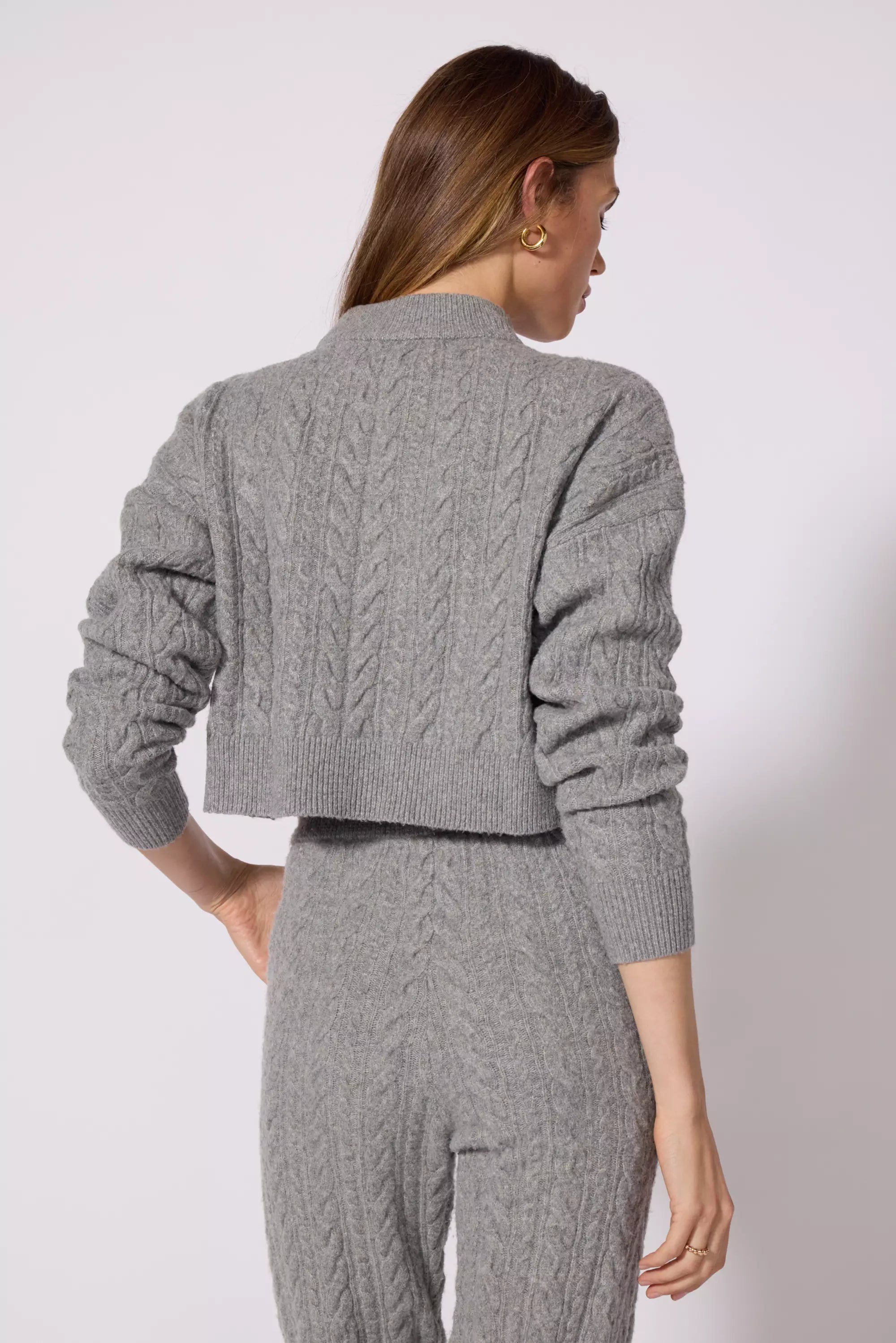 Pull couché en tricot en tricot - Gris en acier HTR