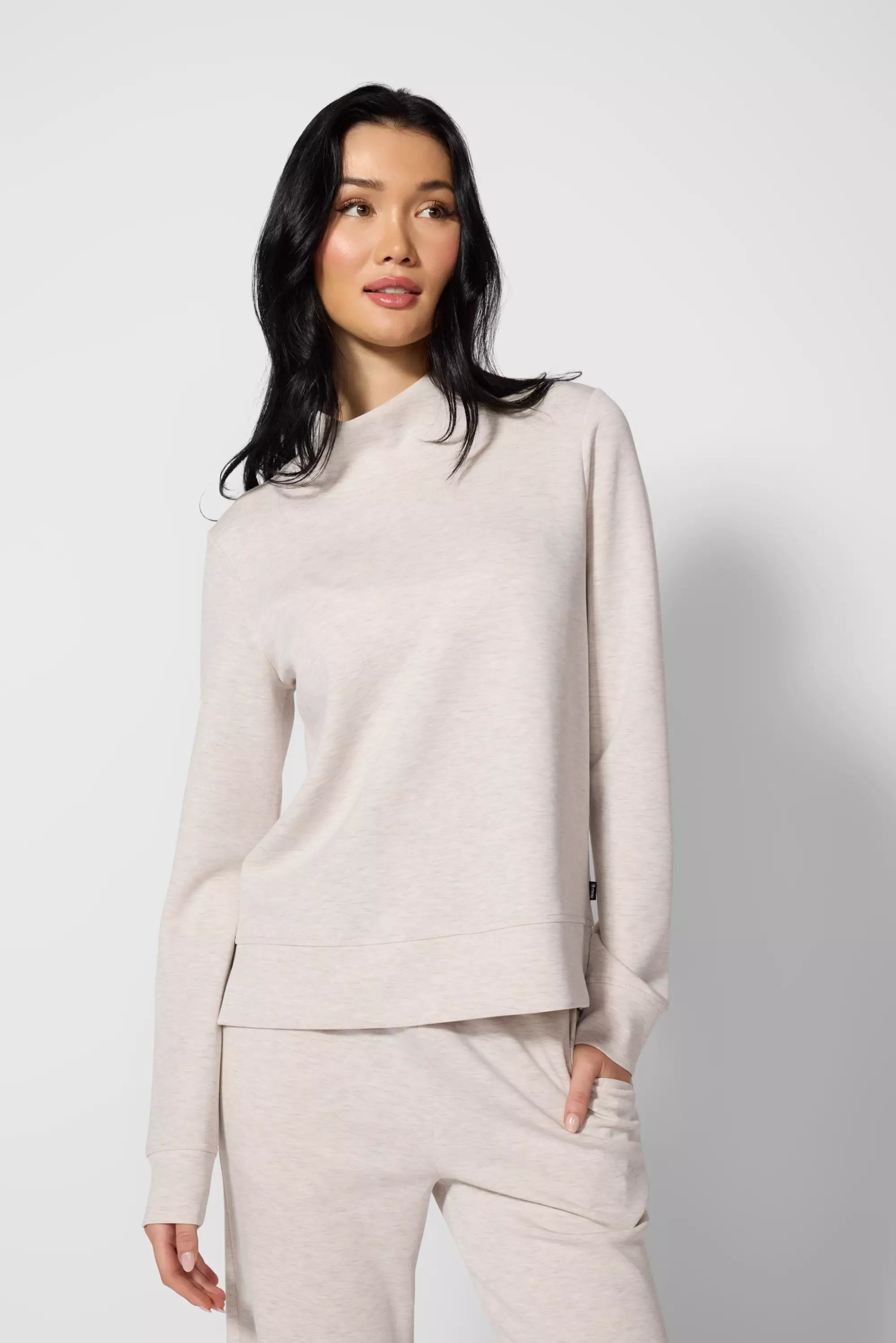 Dreamweave Mock Neck Sweatshirt - Htr Birch