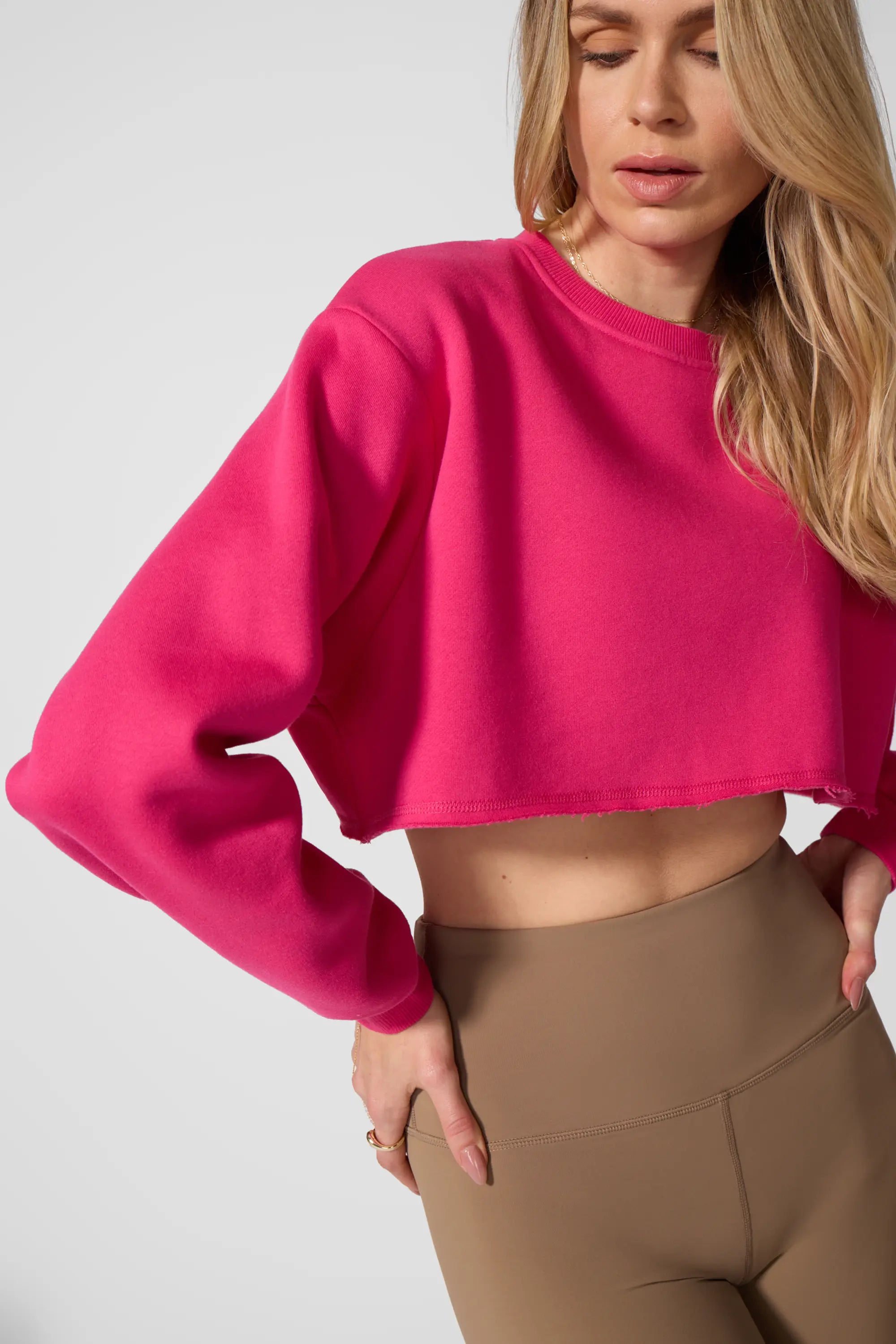 Luxefleece Cropped Sweatshirt - Fuchsia Purple