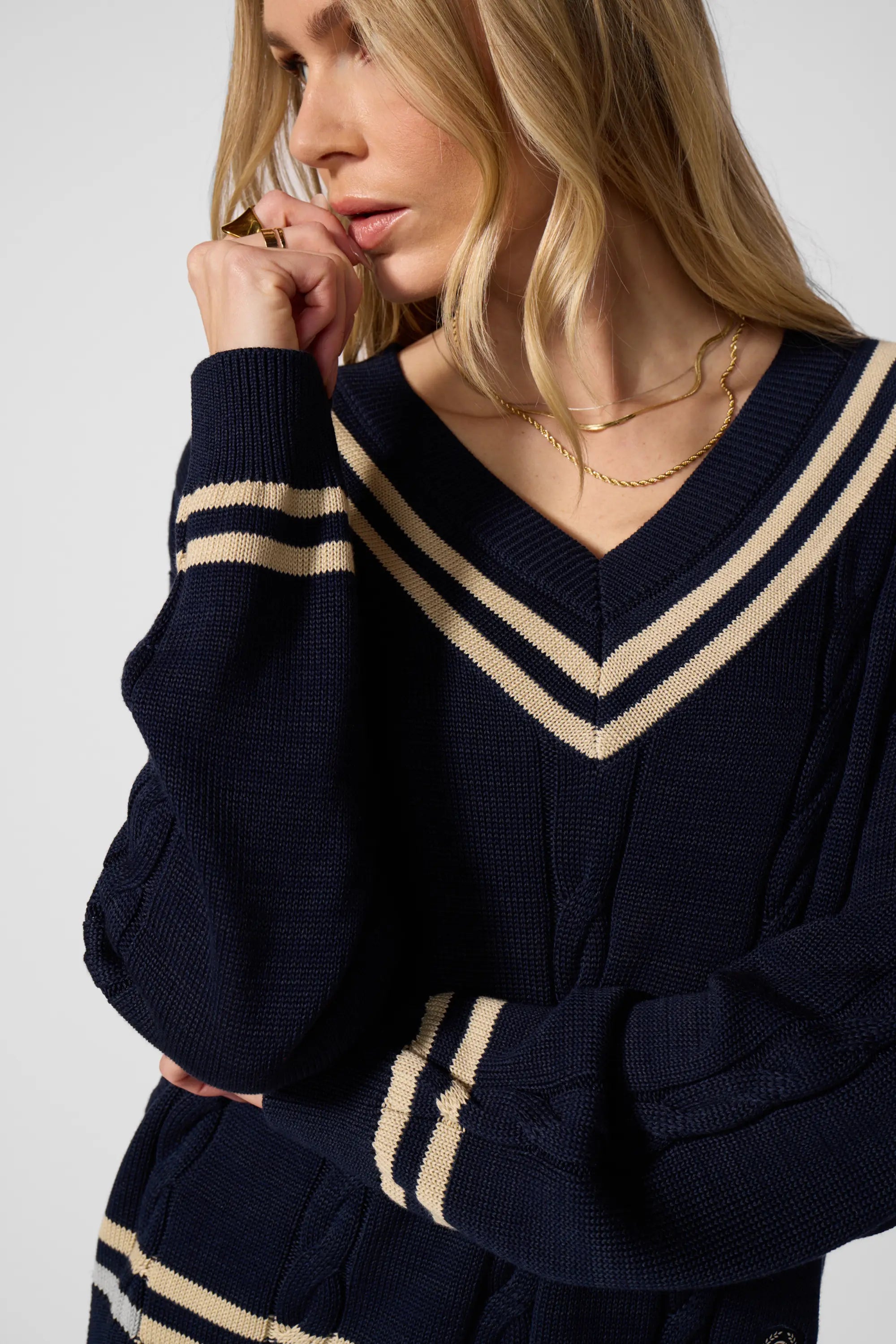 Pull de club - Navy Blazer / Rice brun