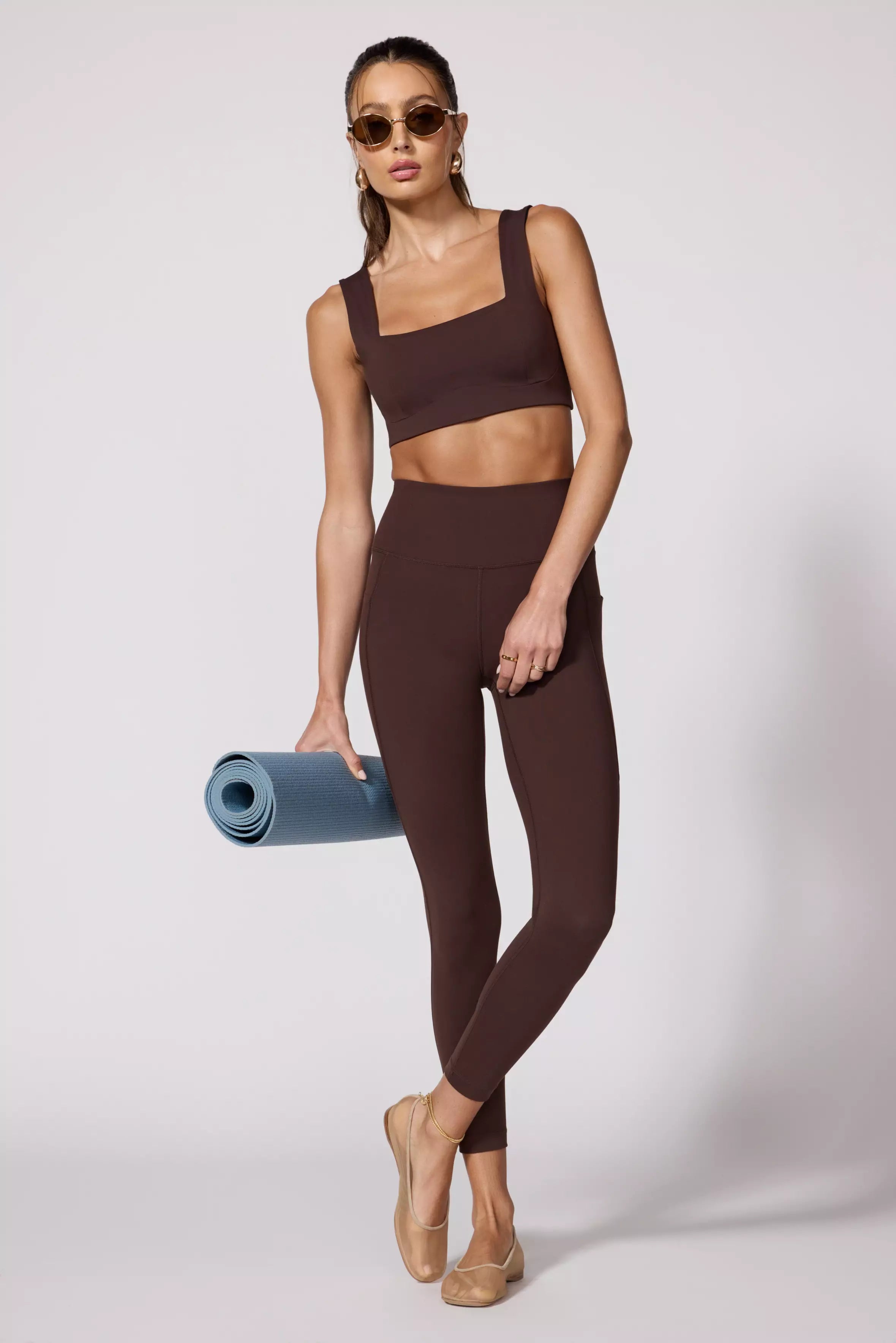 Legging de vitesse avec poche - brun chocolat