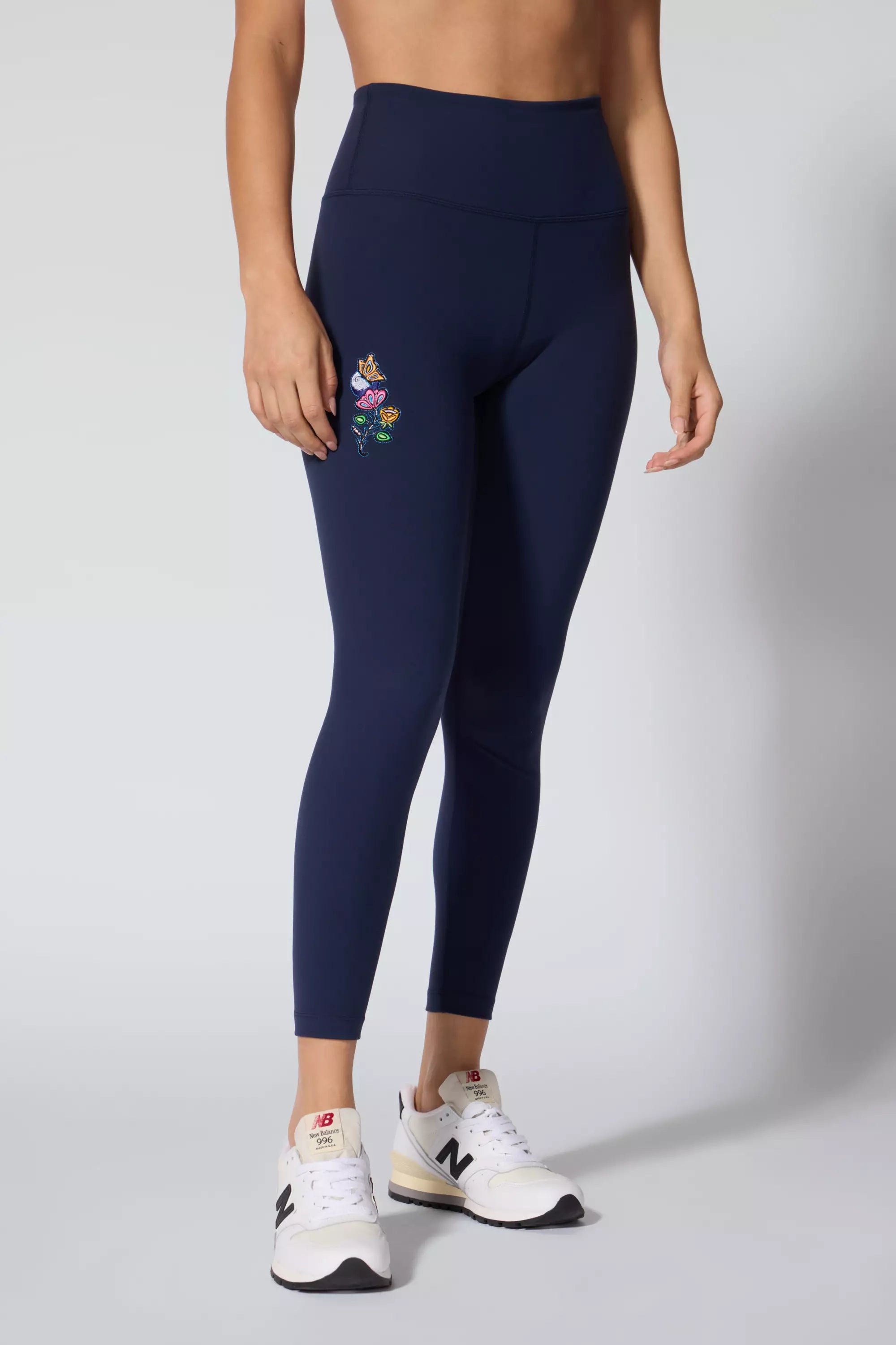 Velocity Embroidered Legging - Deep Navy