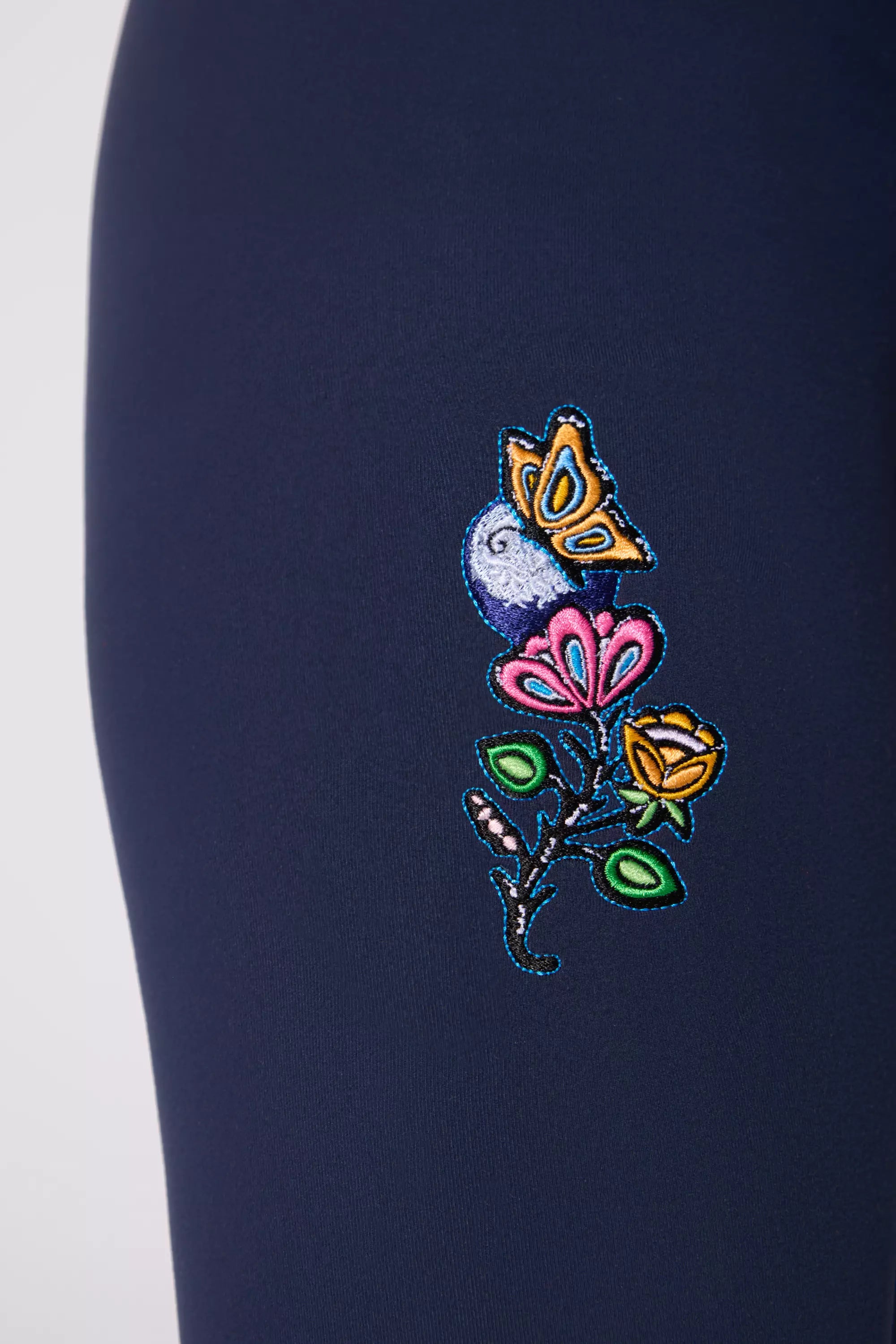 Velocity Embroidered Legging - Deep Navy