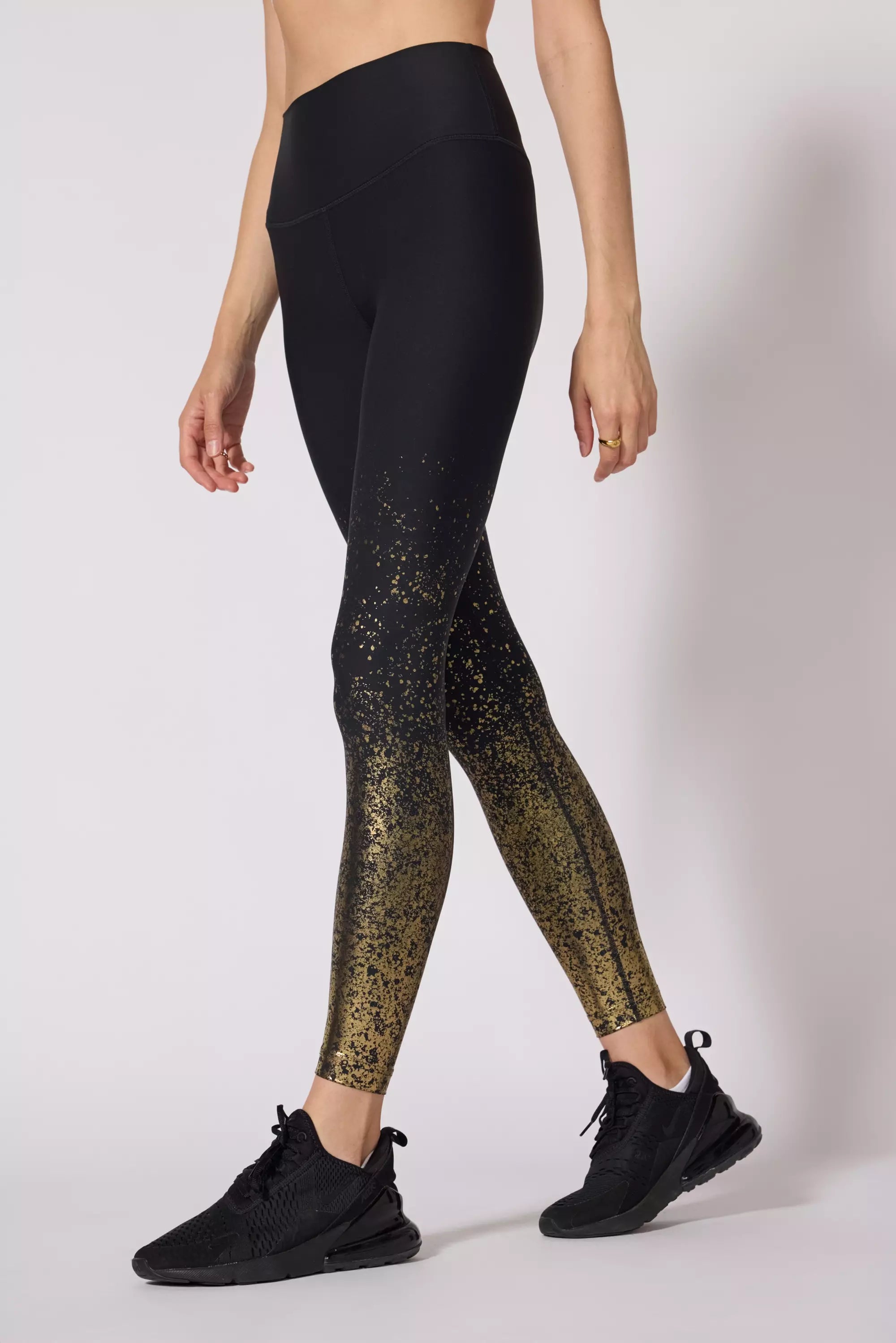 Foil Print Legging - Jet Black