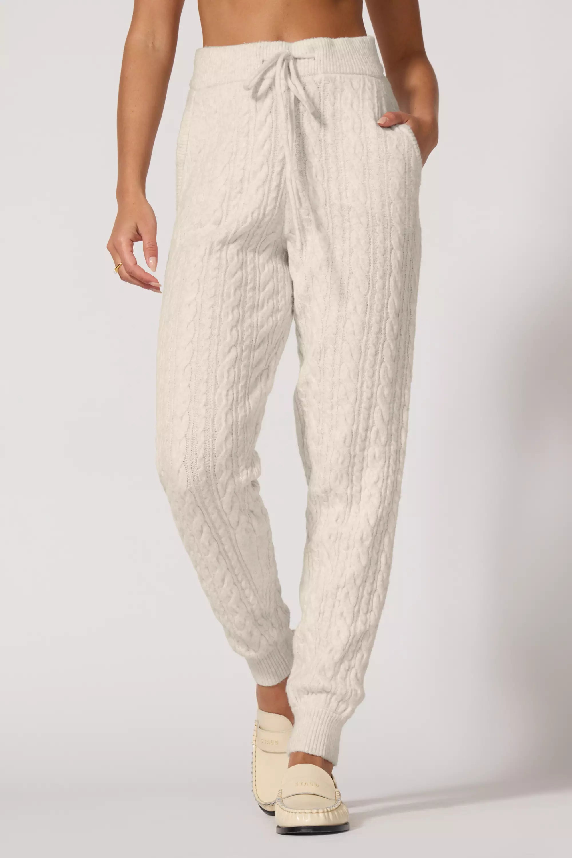 Jogger en tricot de câble - HTR Birch