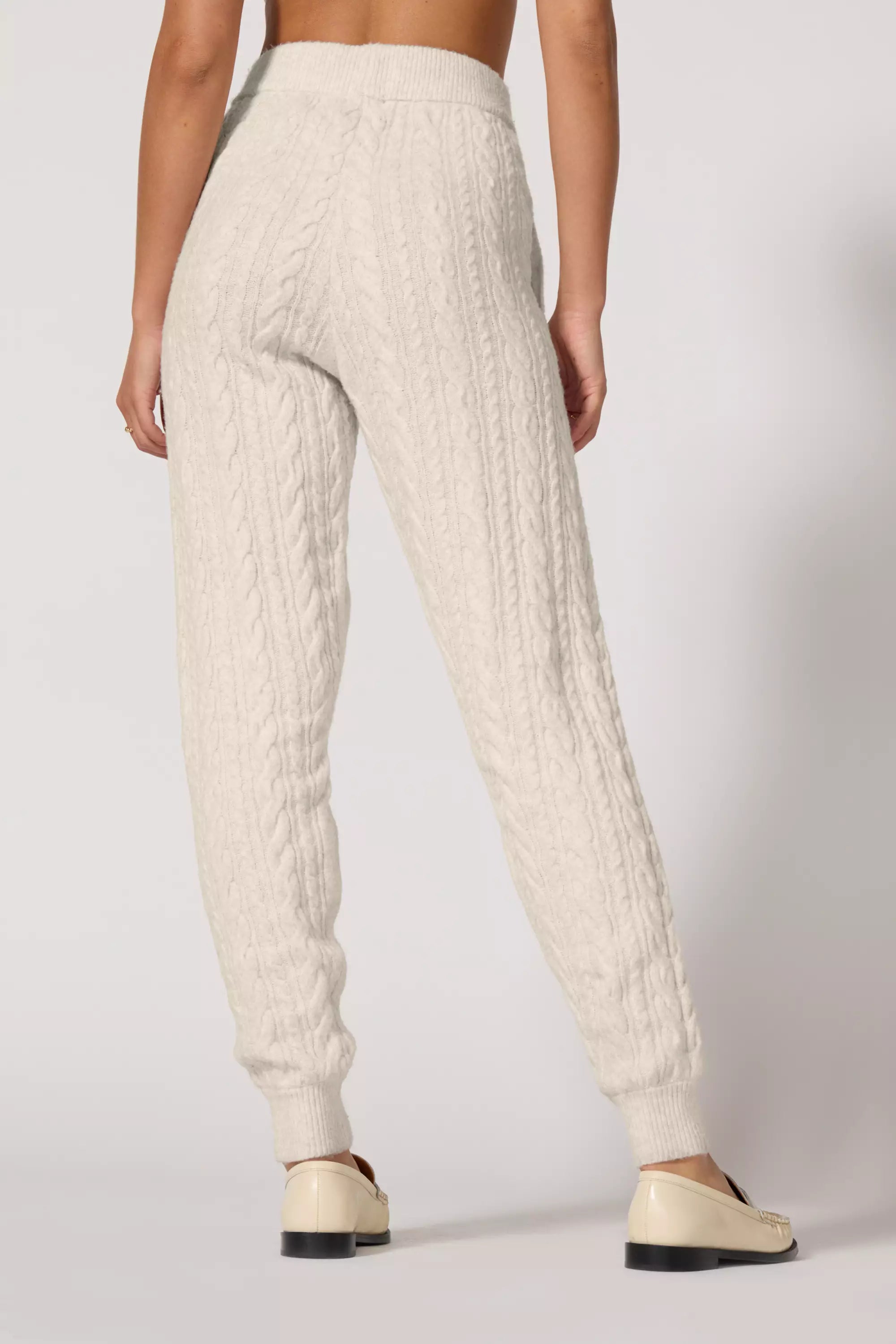 Jogger en tricot de câble - HTR Birch