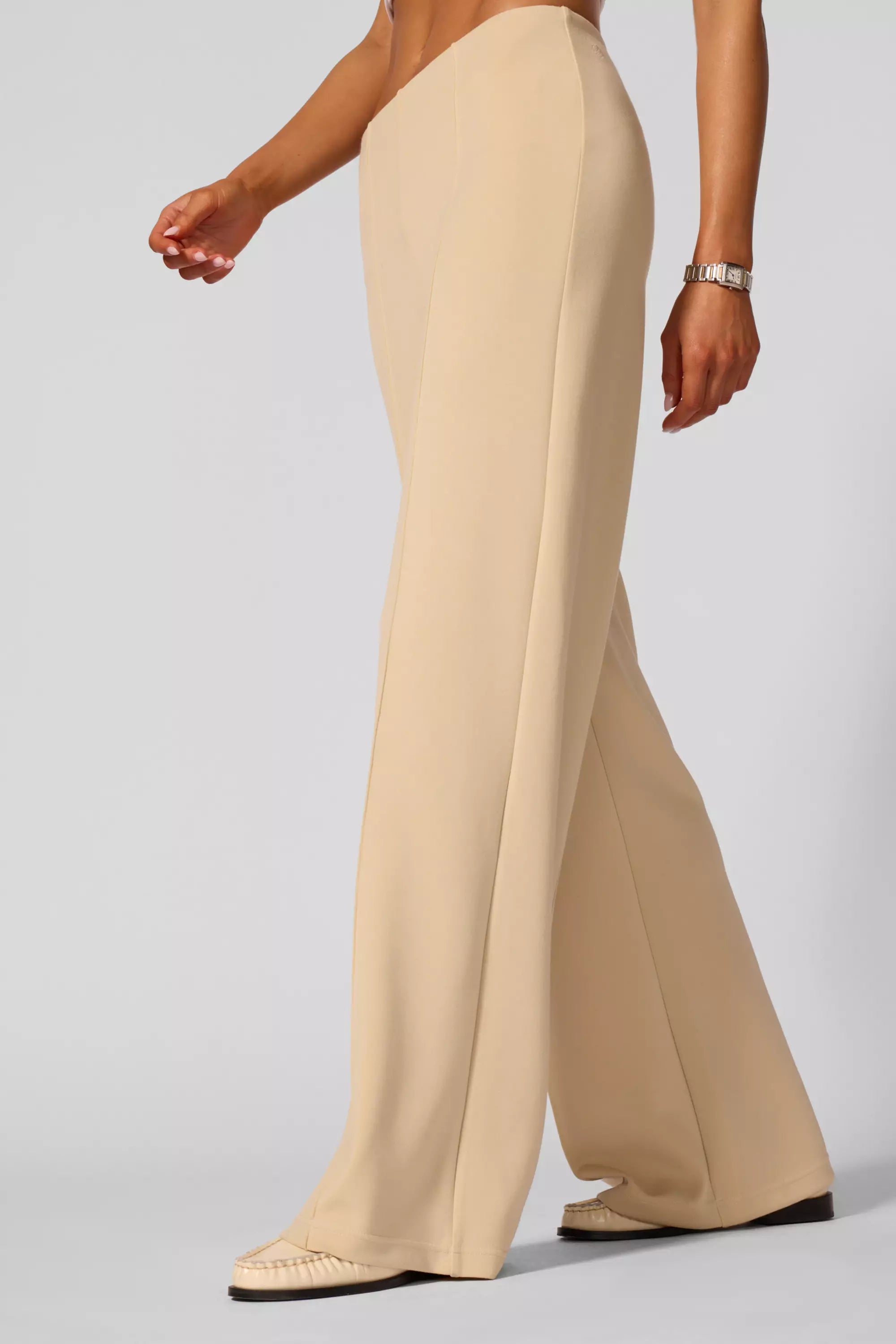 Pantalon de jambe large - riz brun