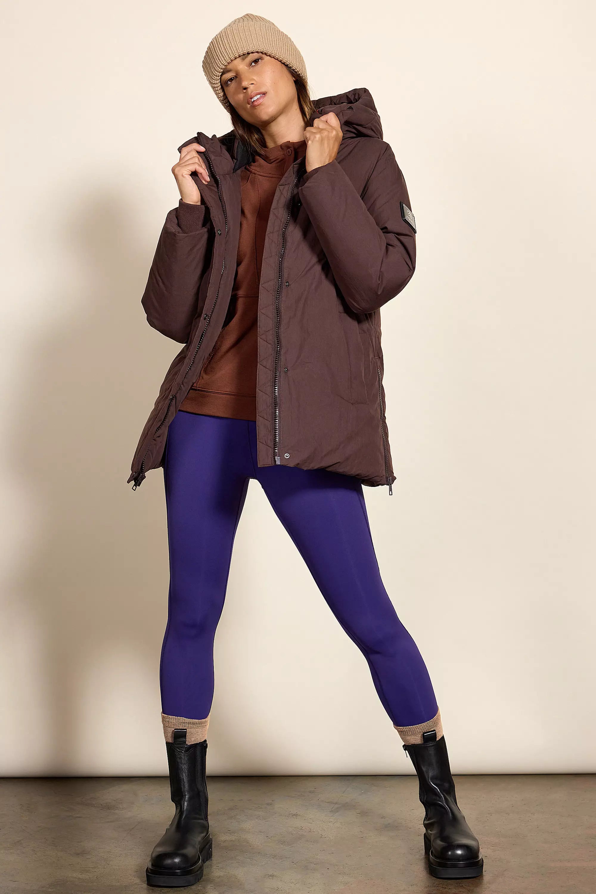 RDS Down Hip-Length Puffer - Chocolate Brown