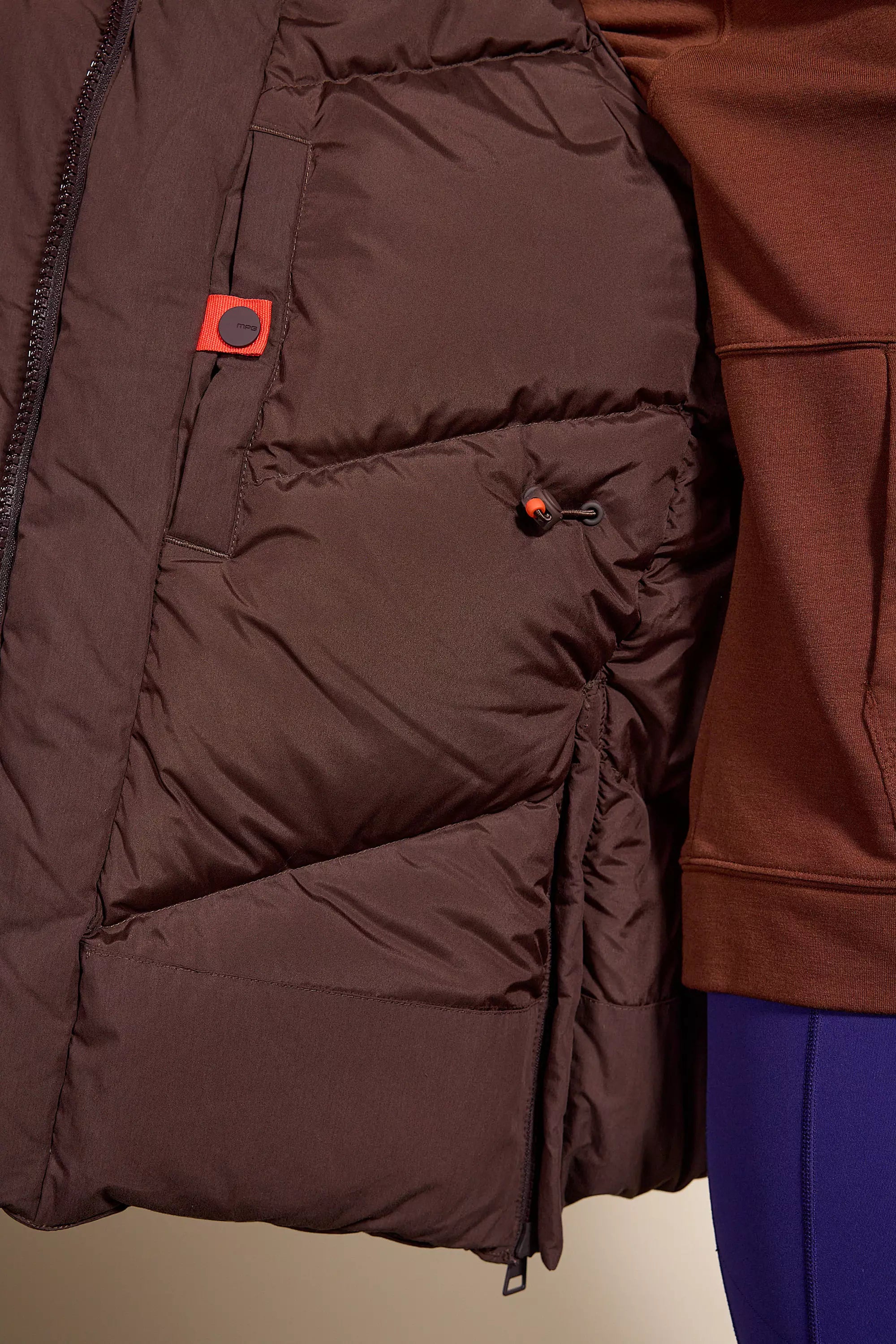 RDS Down Hip-Length Puffer - Chocolate Brown