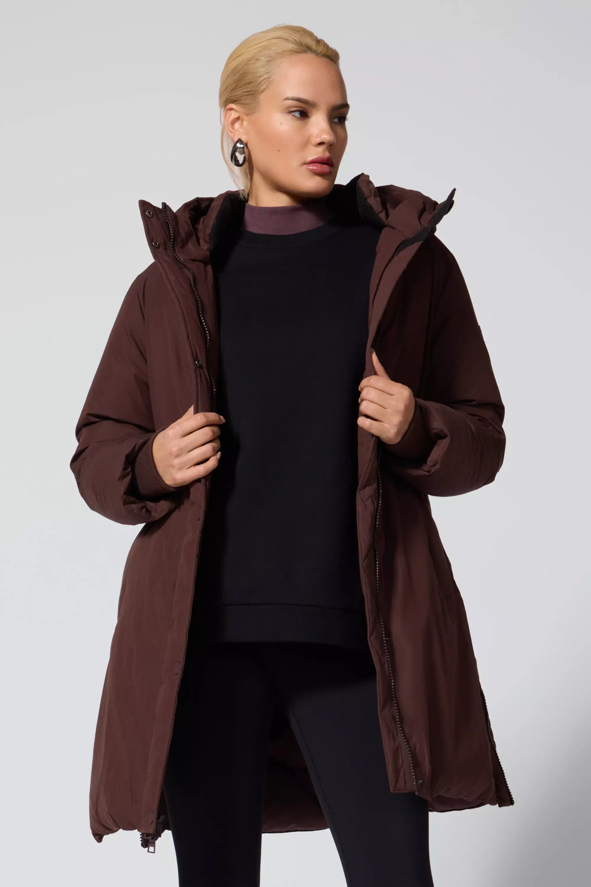 RDS Down Midi Puffer - Chocolate Brown