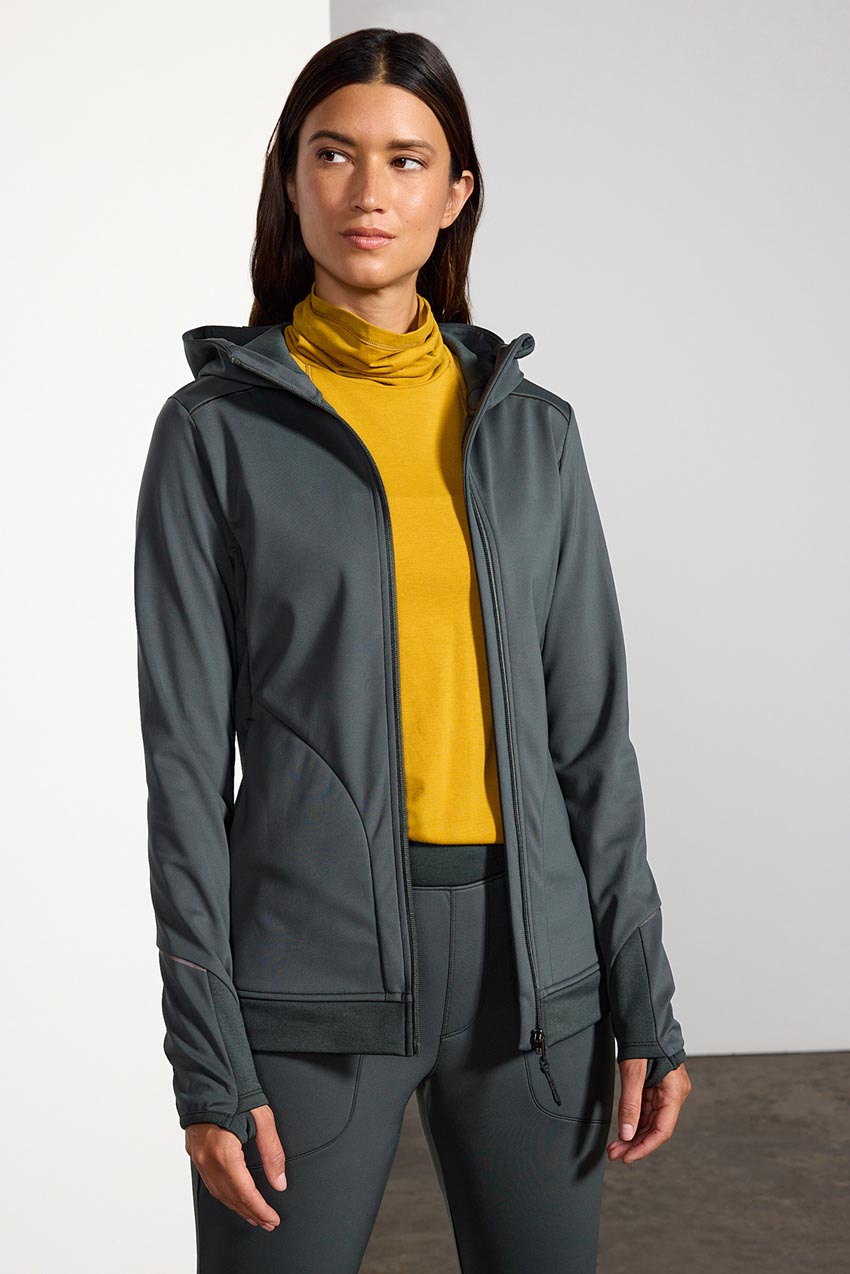 Frost Mixed Media Zip-Up Jacket - Bay Leaf