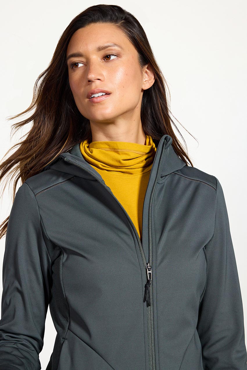 Frost Mixed Media Zip-Up Jacket - Bay Leaf