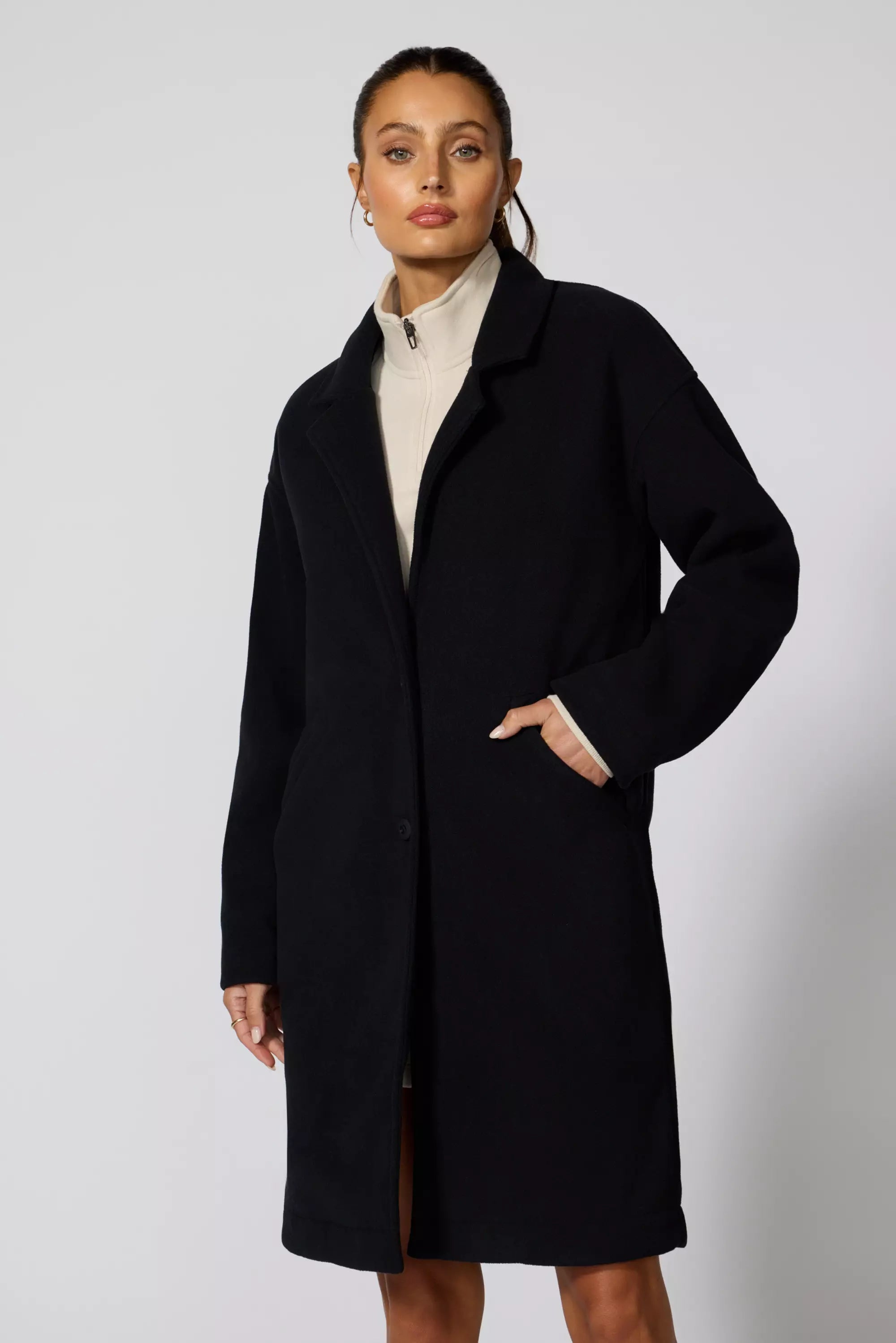 Elevate Fleece Overcoat - Black