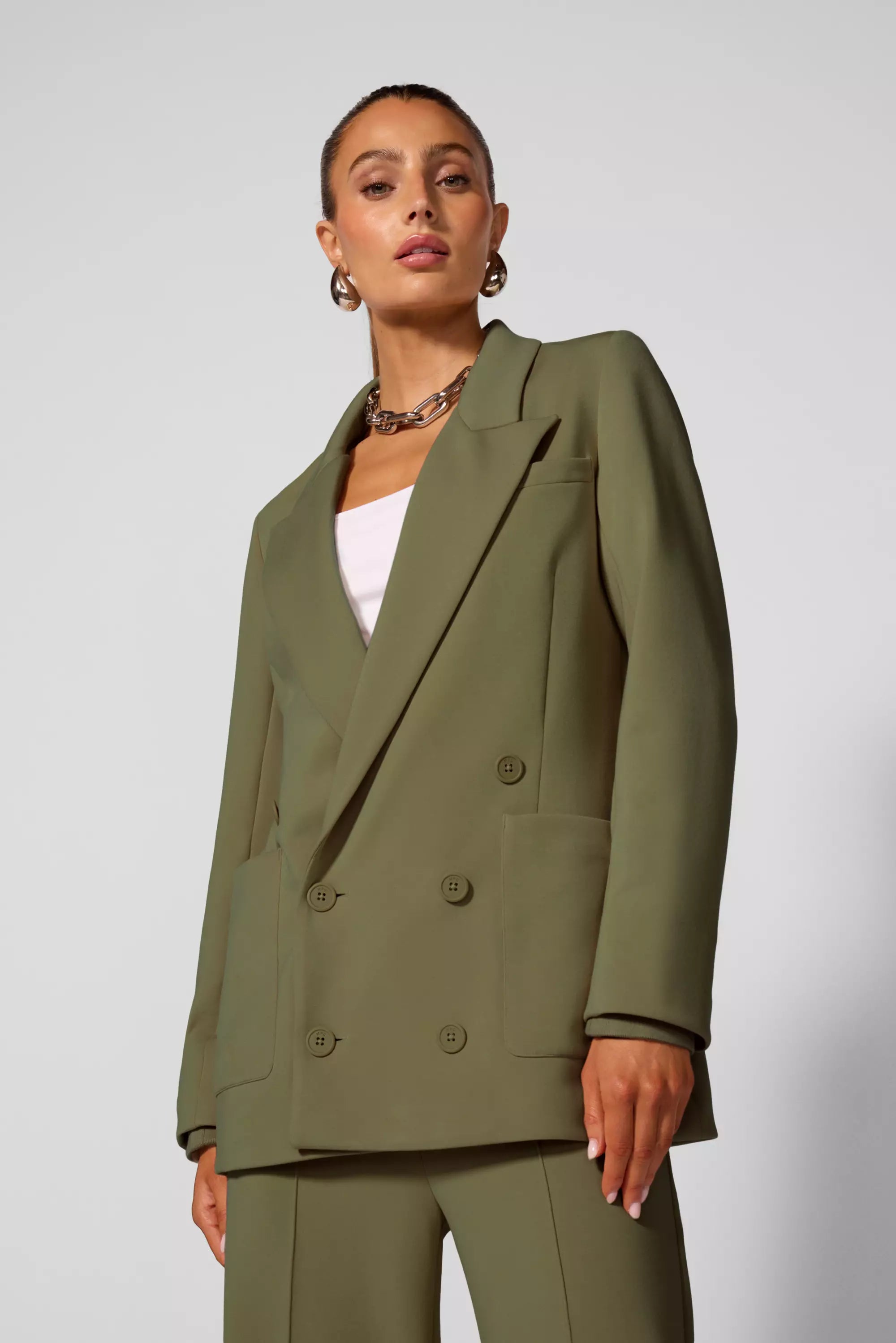 Double Breasted Blazer - Ivy Green