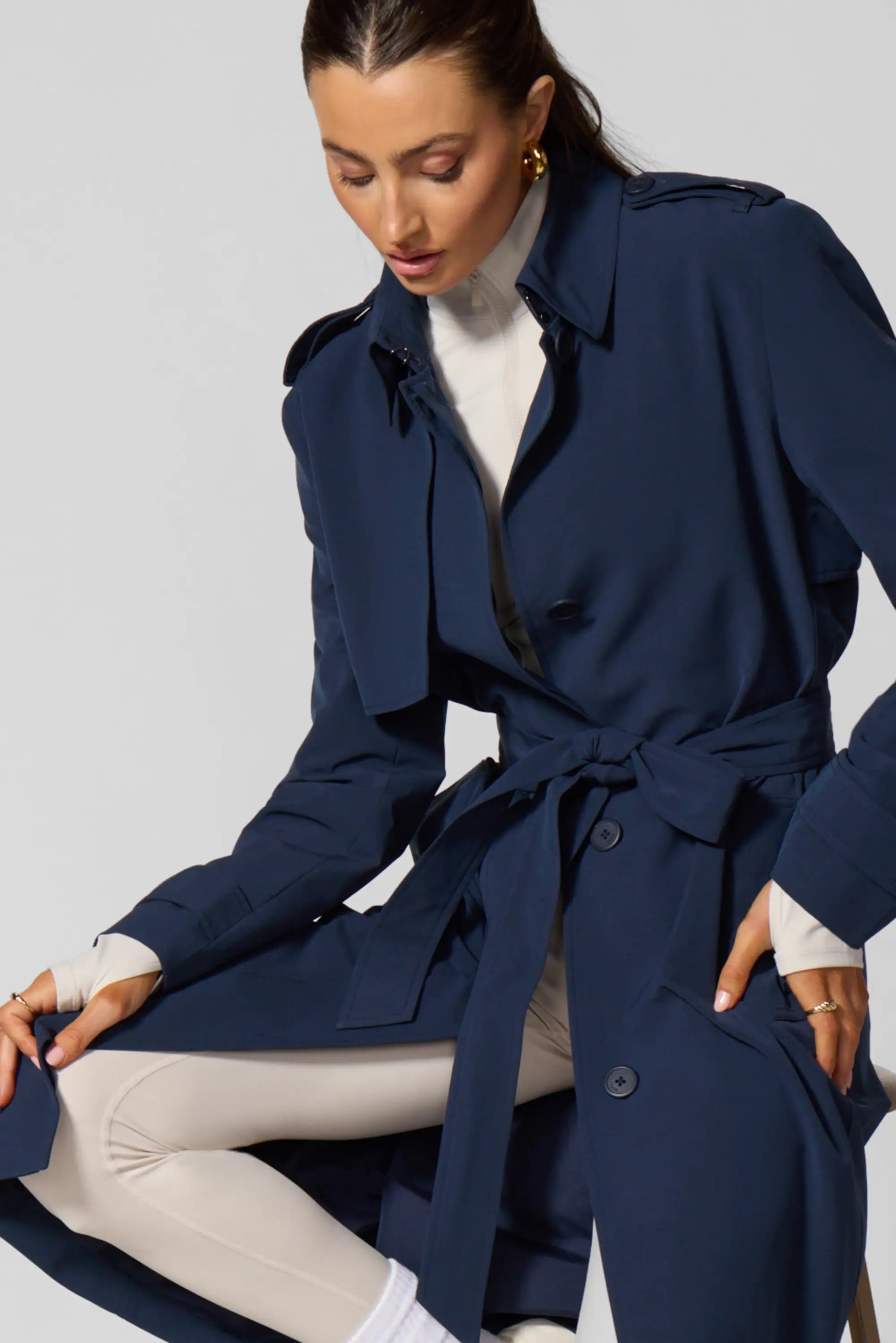 Ripstop Trench Coat - Navy Blazer