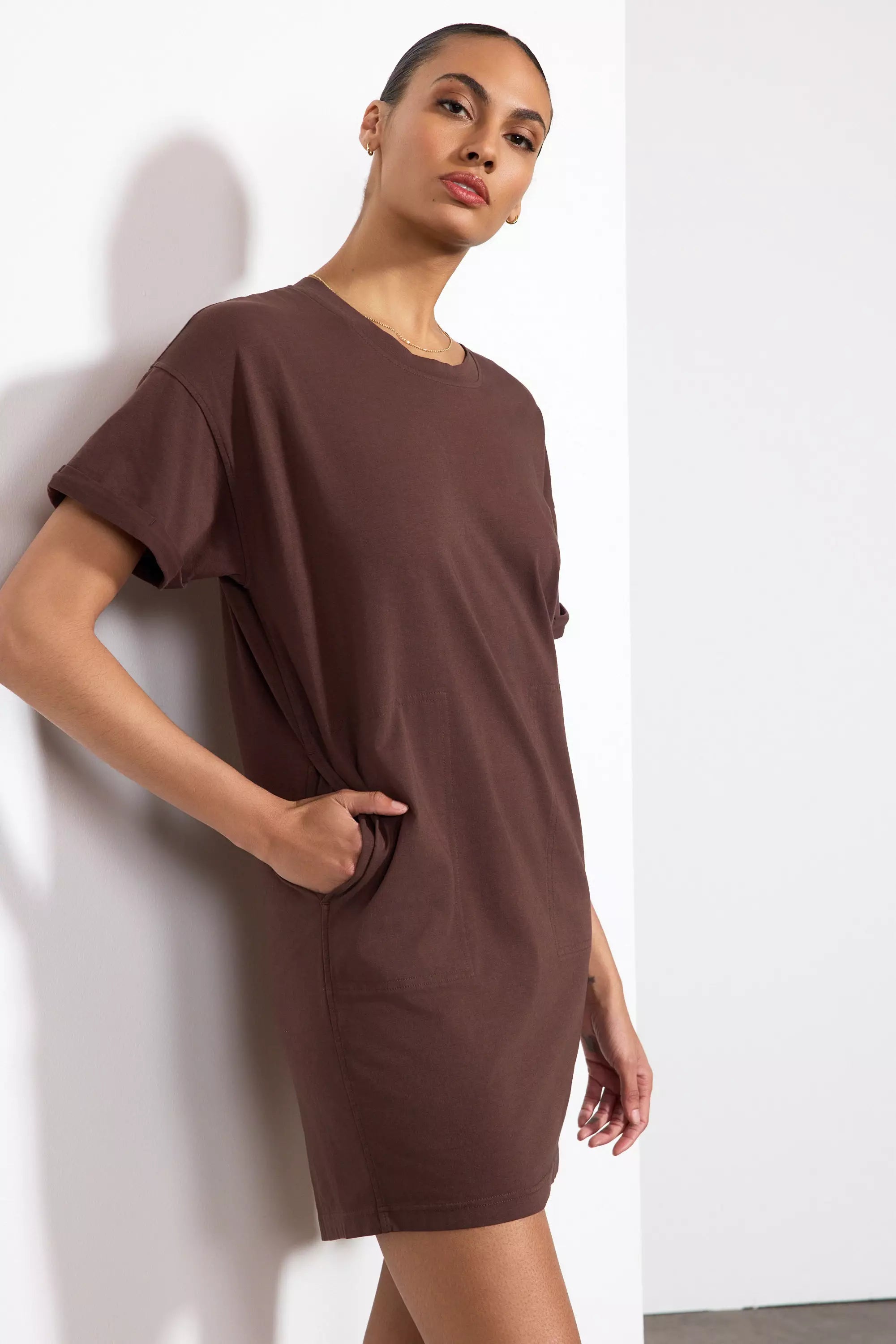 Calm T-Shirt Dress - Chocolate Brown