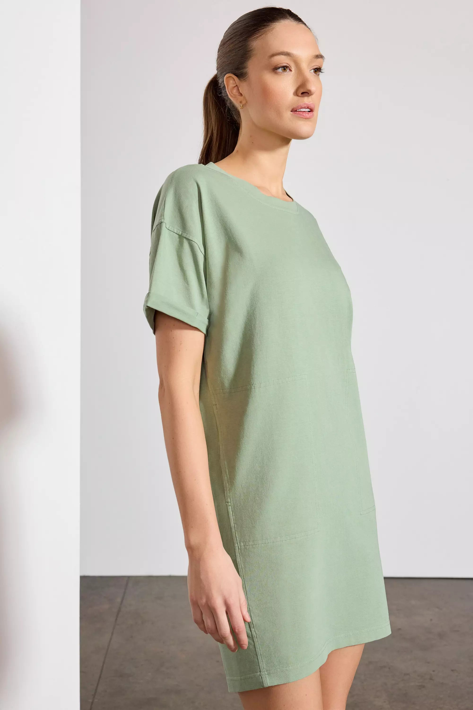 Calm T-Shirt Dress - Hedge Green