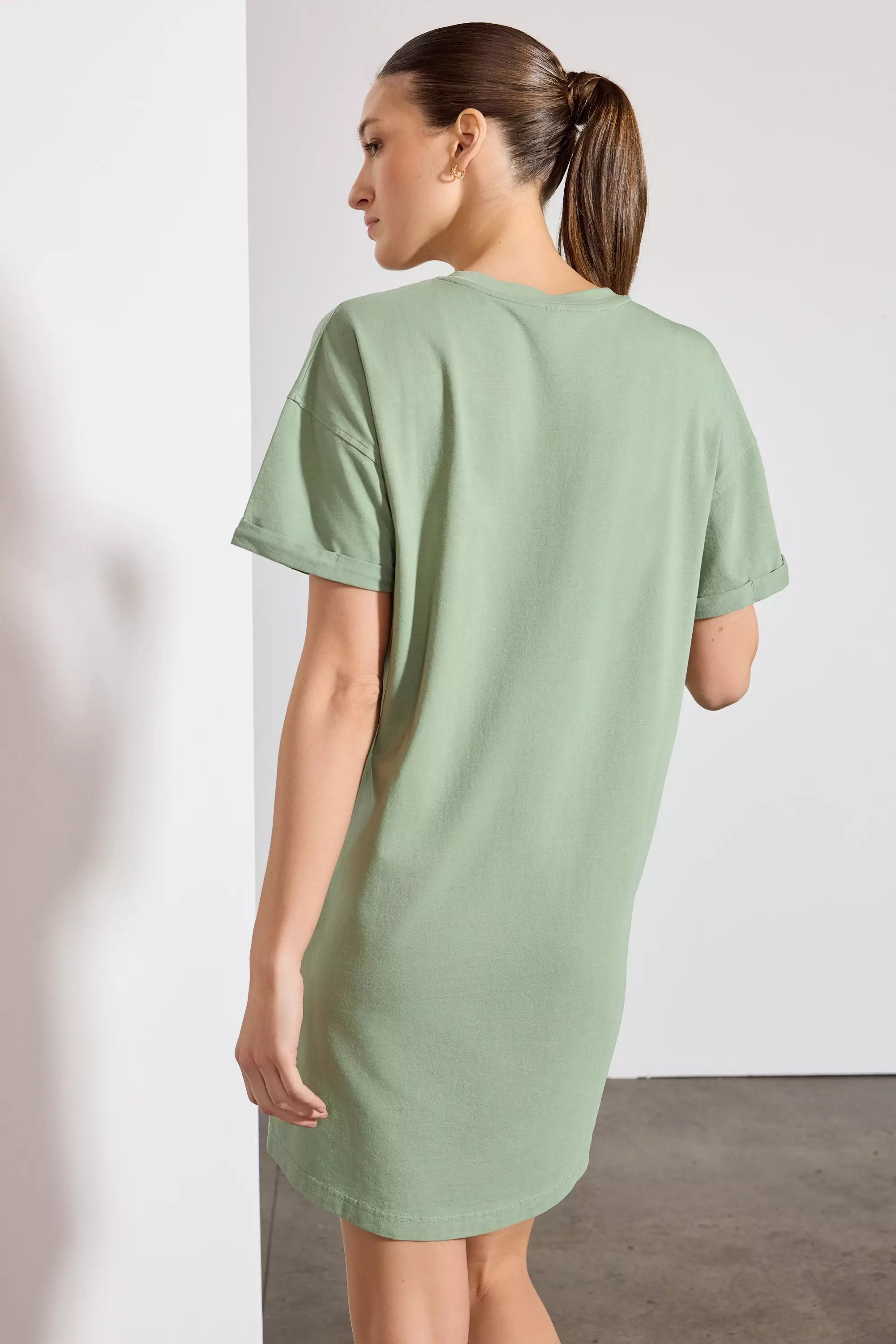 Calm T-Shirt Dress - Hedge Green