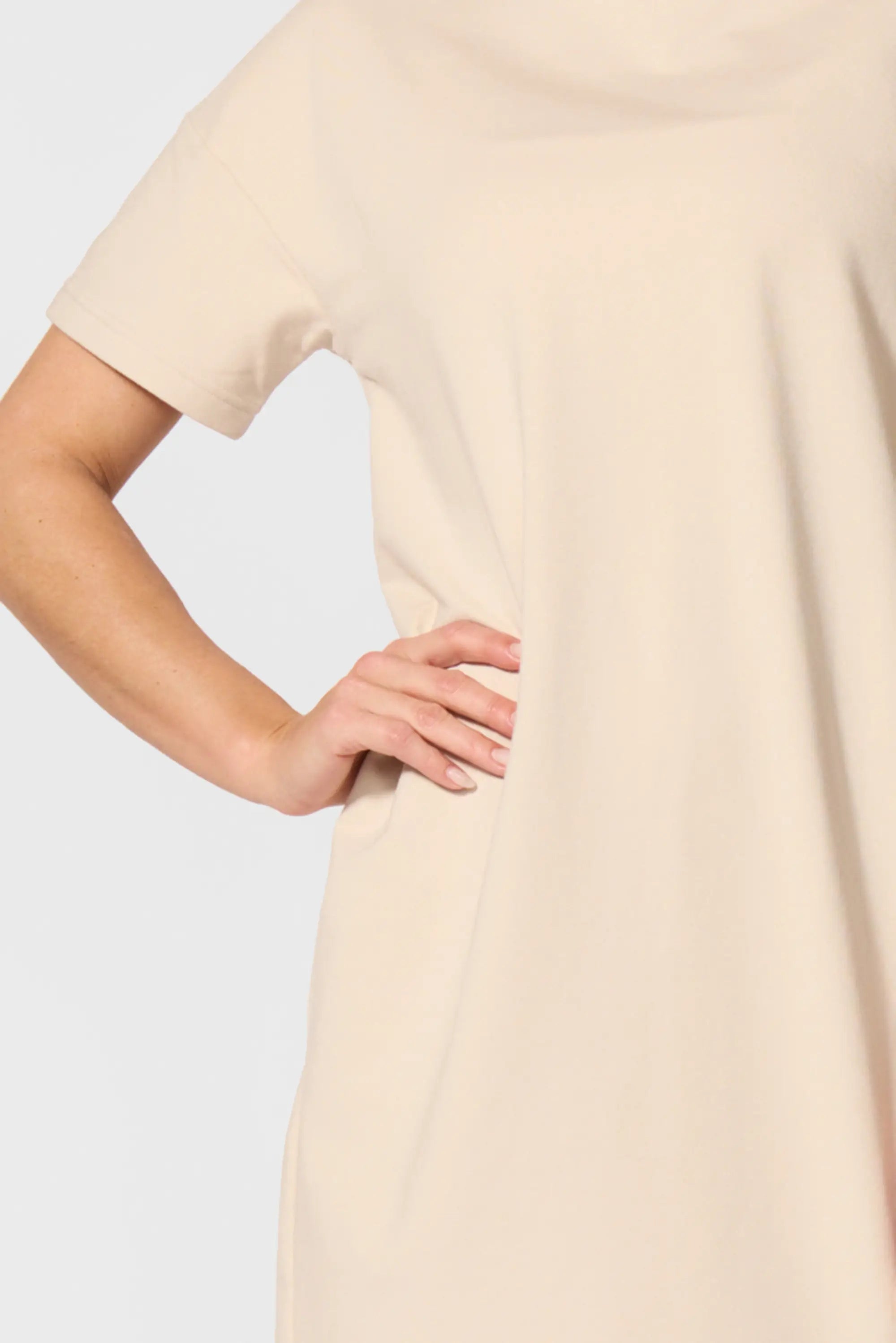 Luxe Terry T-Shirt Dress - Stone