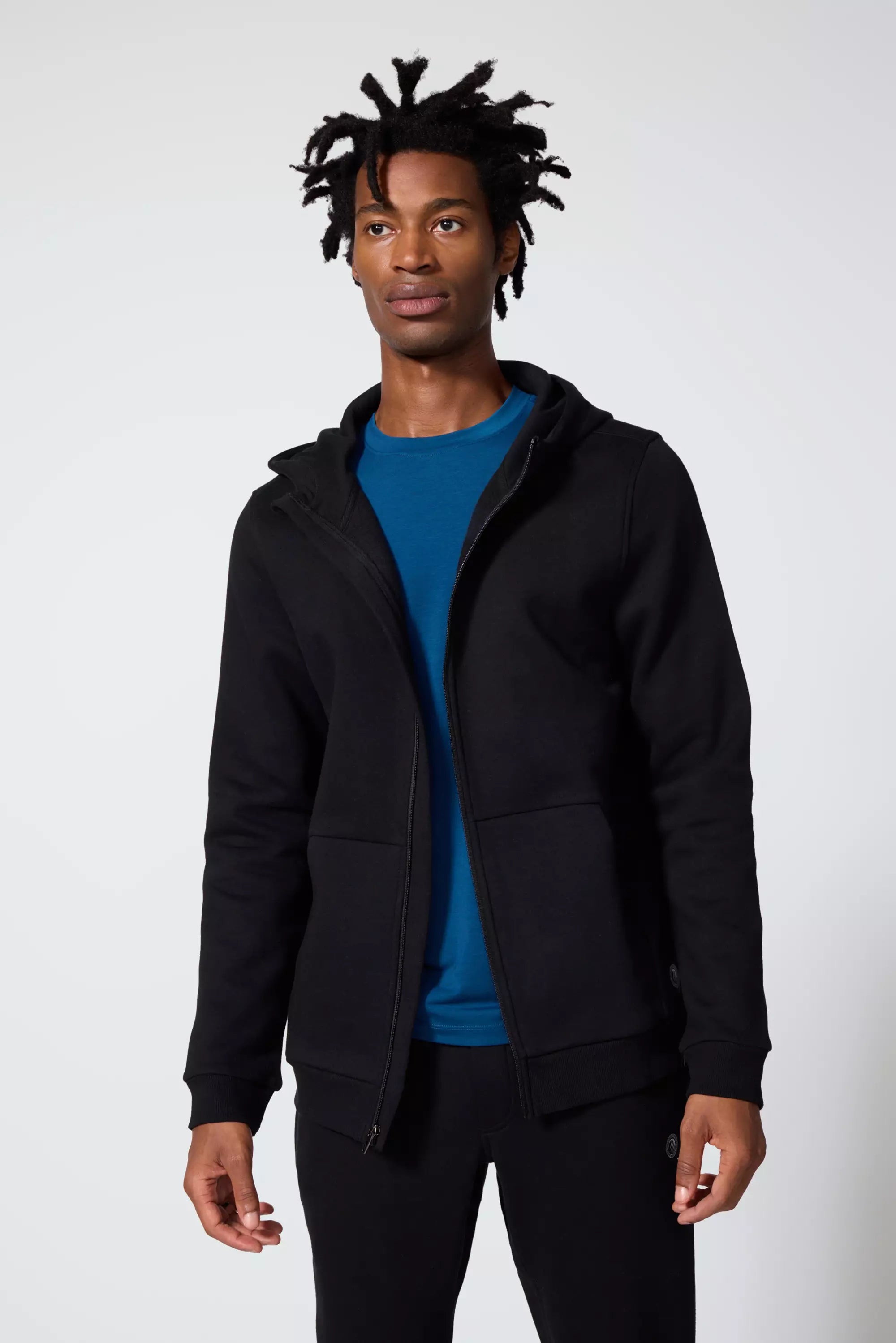 Comfort Men's Fleece Zip-Up Hoodie - Black